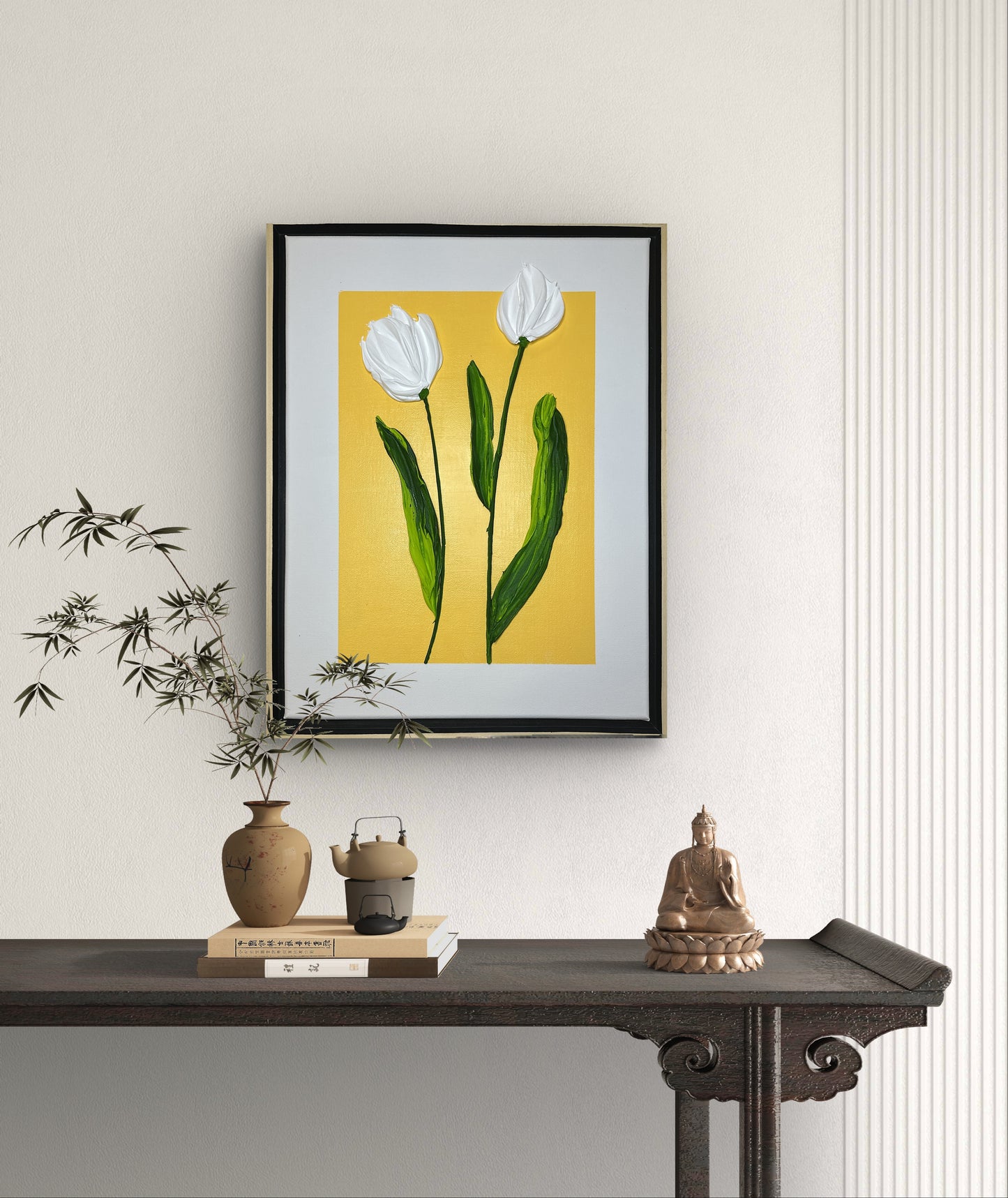 Still Blooming – Simple Textured Tulip Art on Canvas
