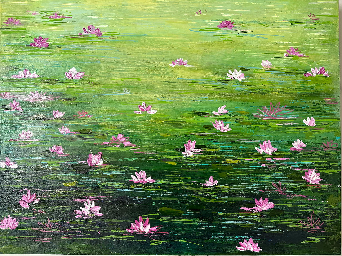 Water Lily Textured Art – A Gentle Escape Into Nature