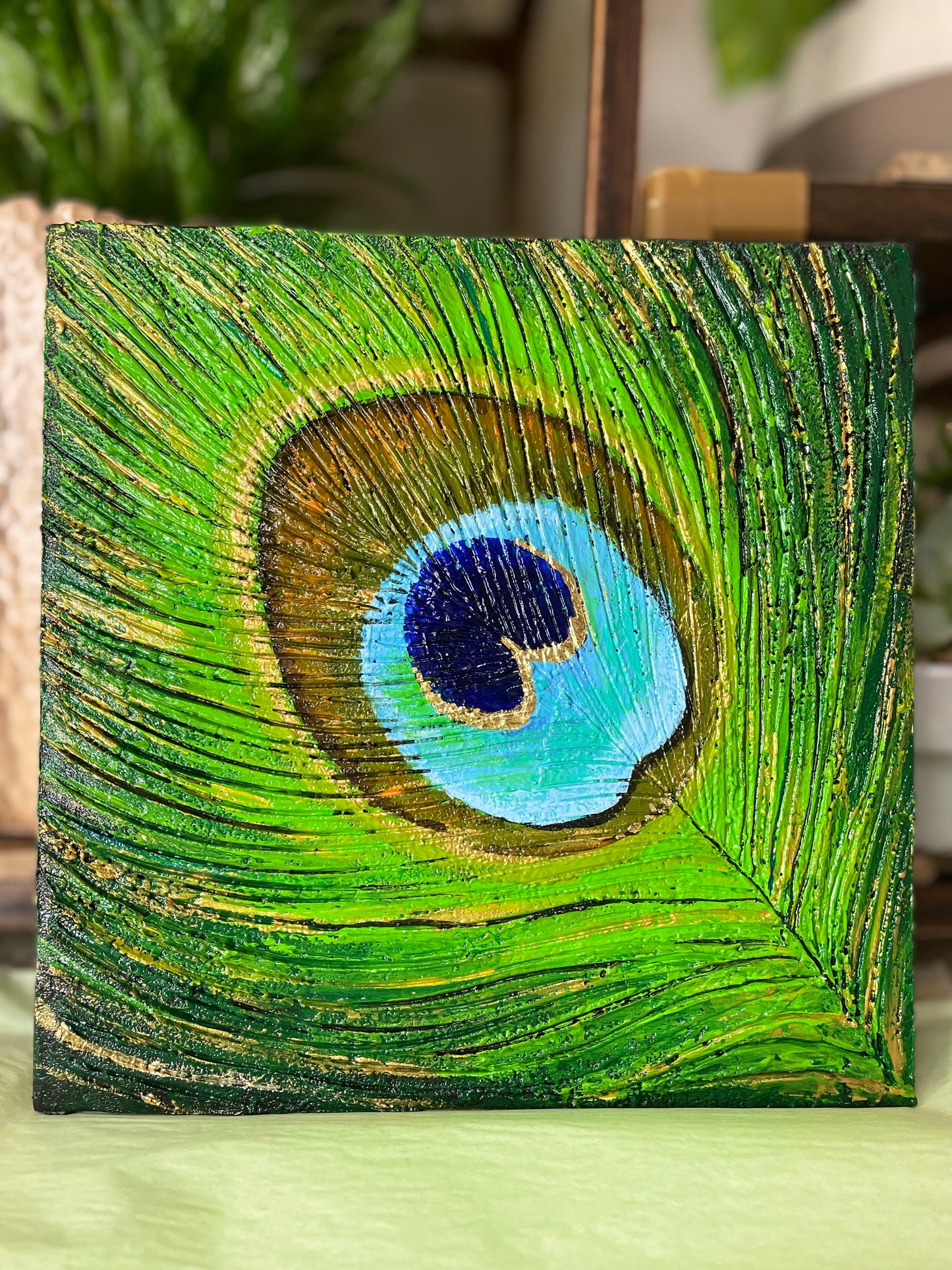 Beautiful Blue Green peacock feather