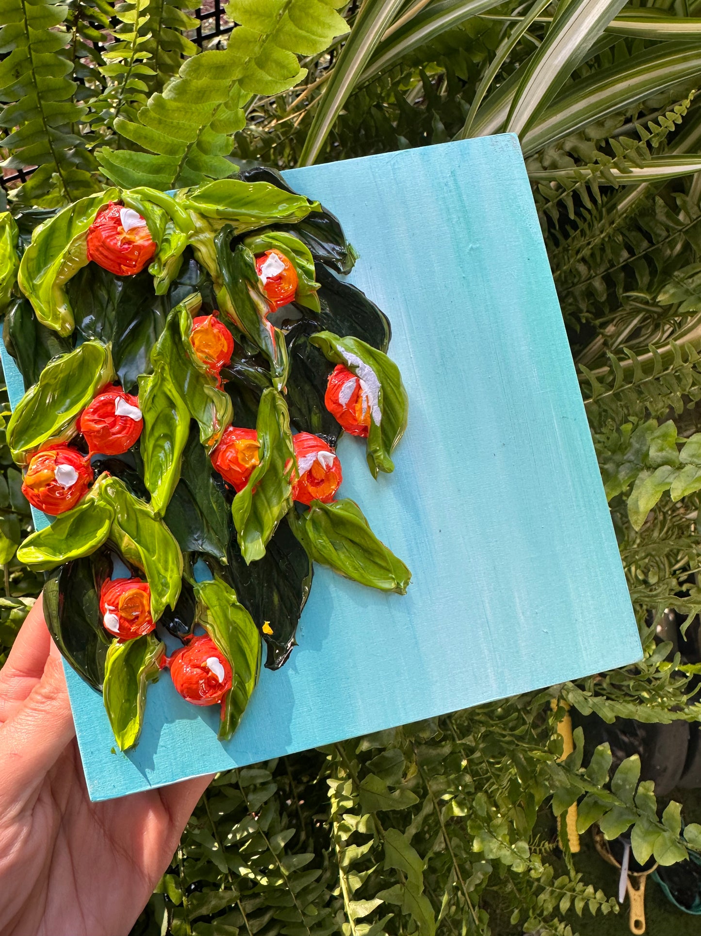 Textured Orange Tree Painting – Original Thick Texture Fruit Art