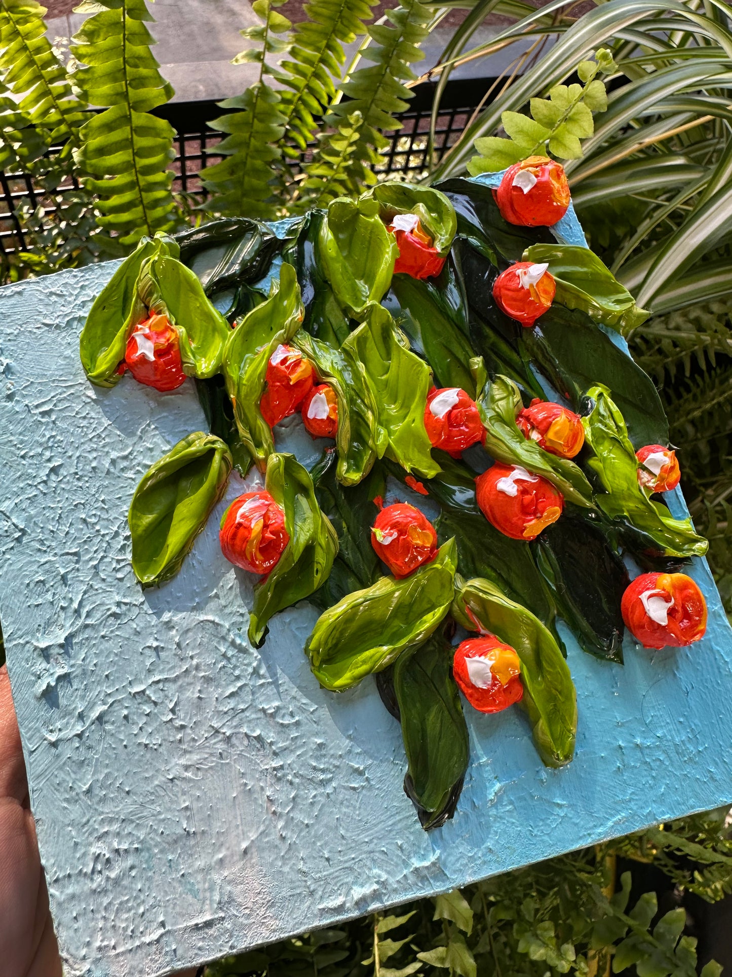 Mini Orange Tree Texture Painting – Original Citrus Wall Art