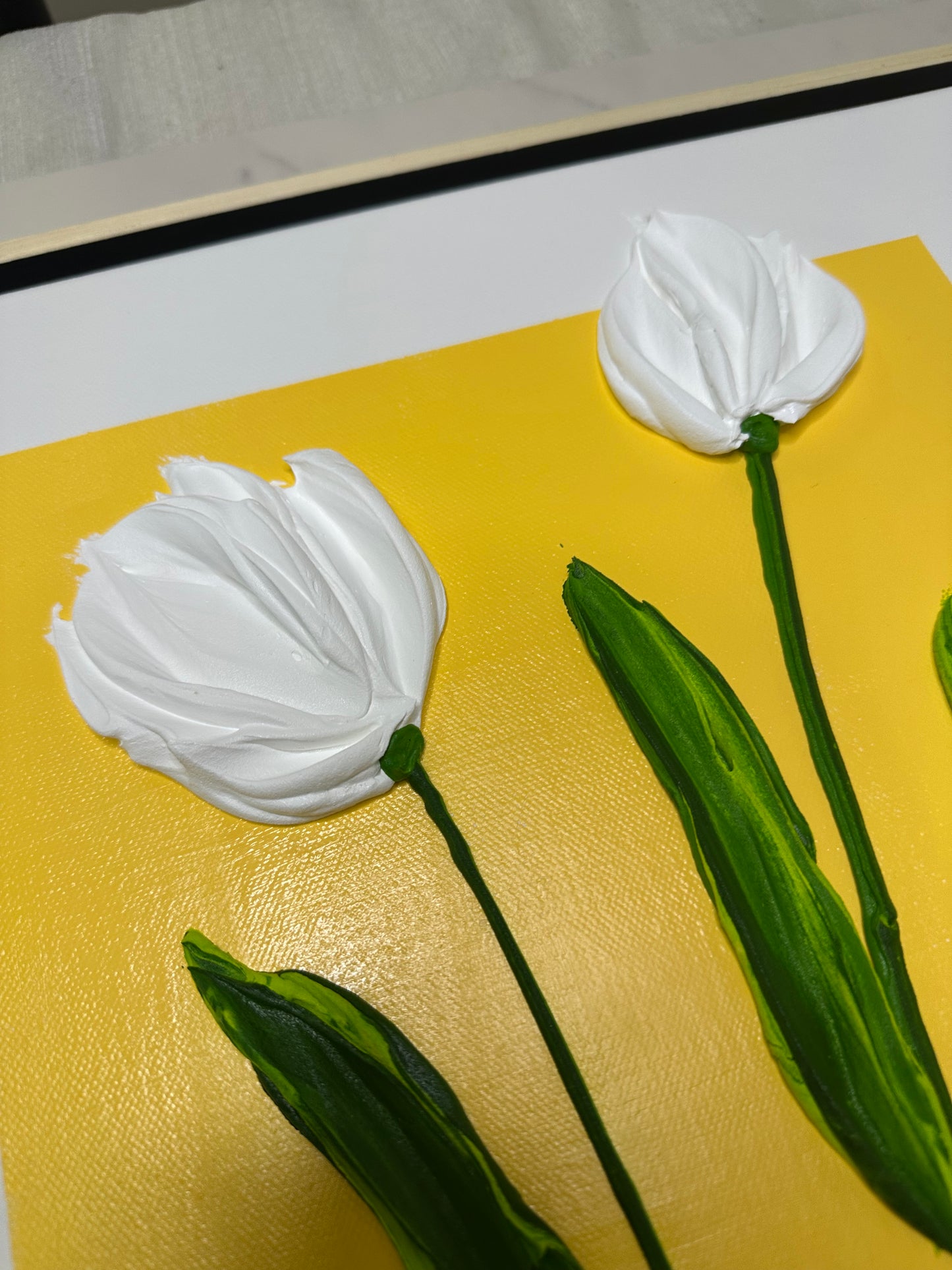 Still Blooming – Simple Textured Tulip Art on Canvas