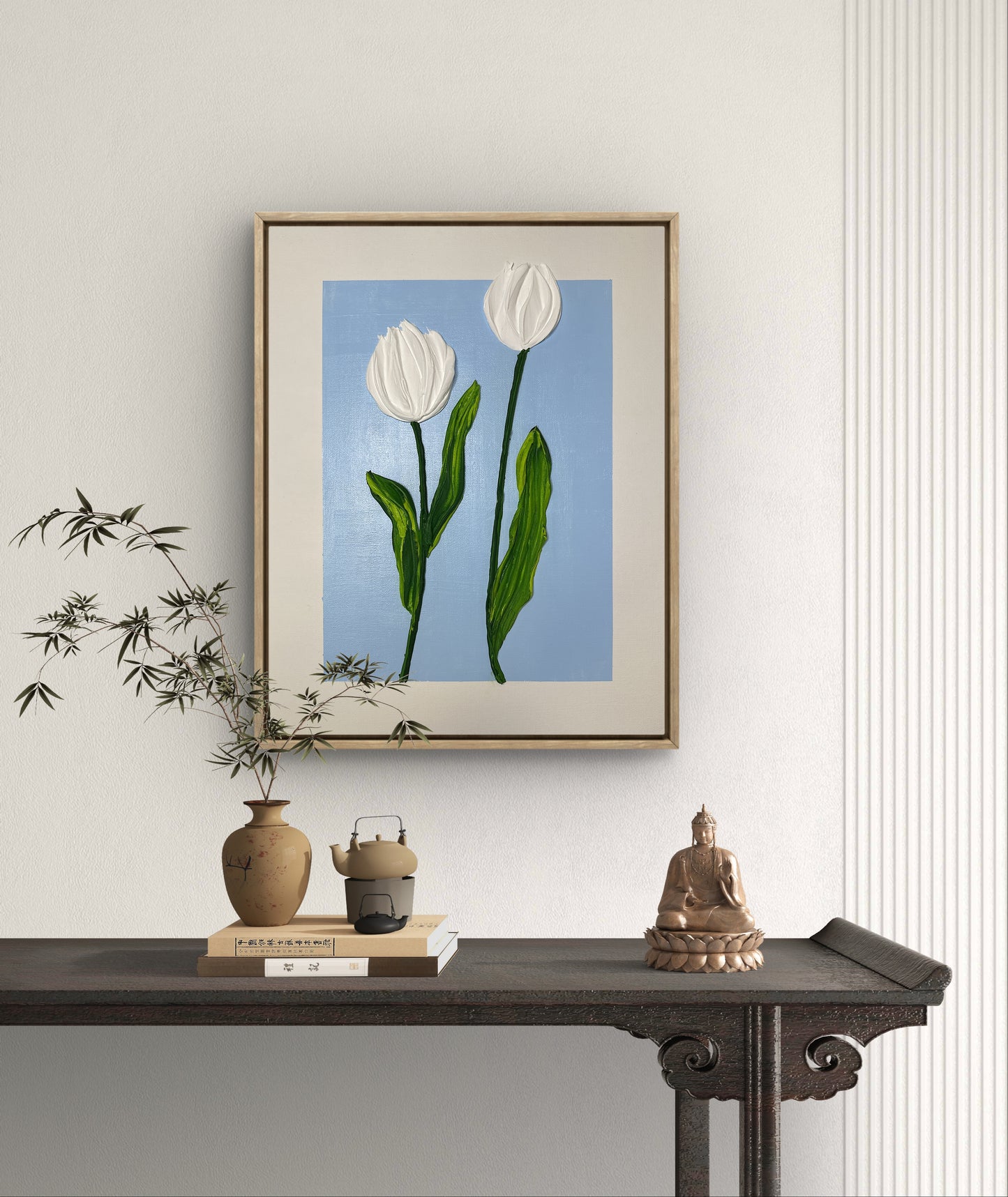 Still Blooming – Simple Textured Tulip Art on Canvas