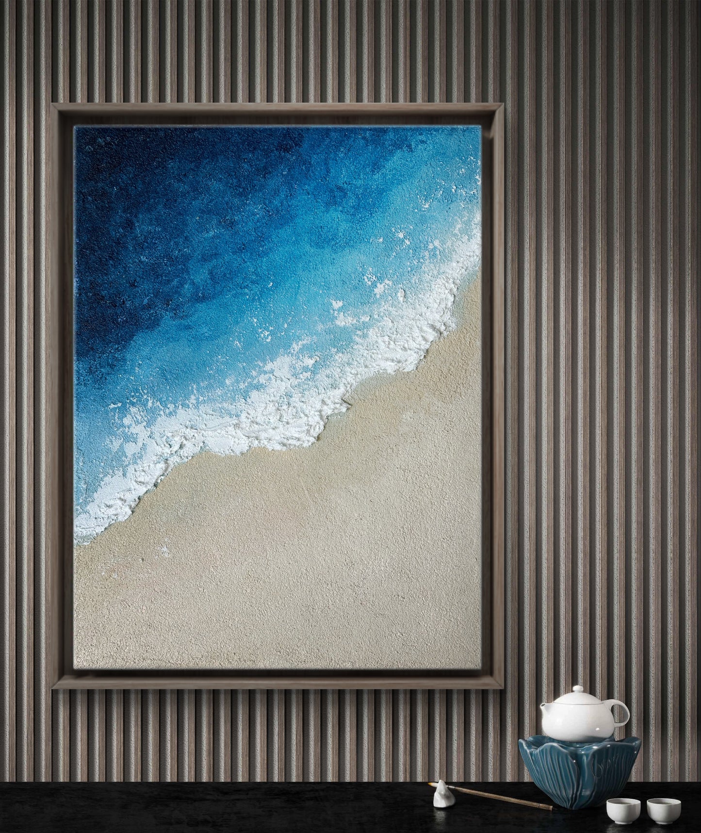 Textured Waves Art | Blue Waves Abstract Art