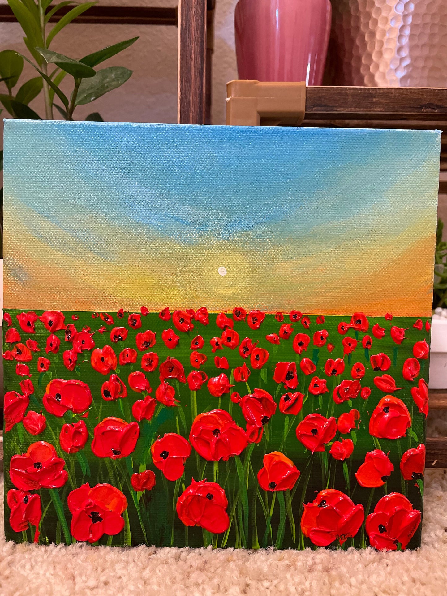 Red poppies field