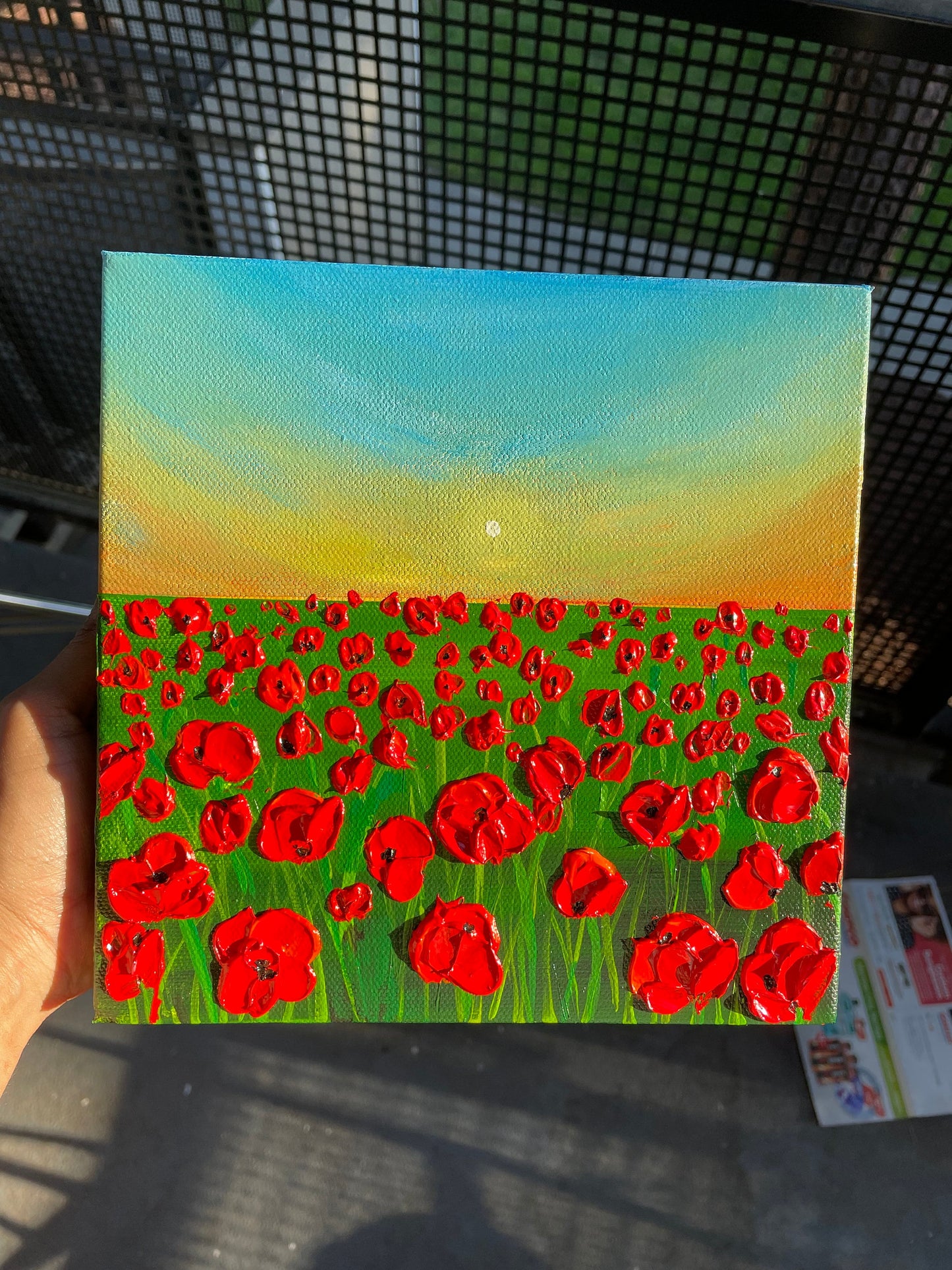 Red poppies field