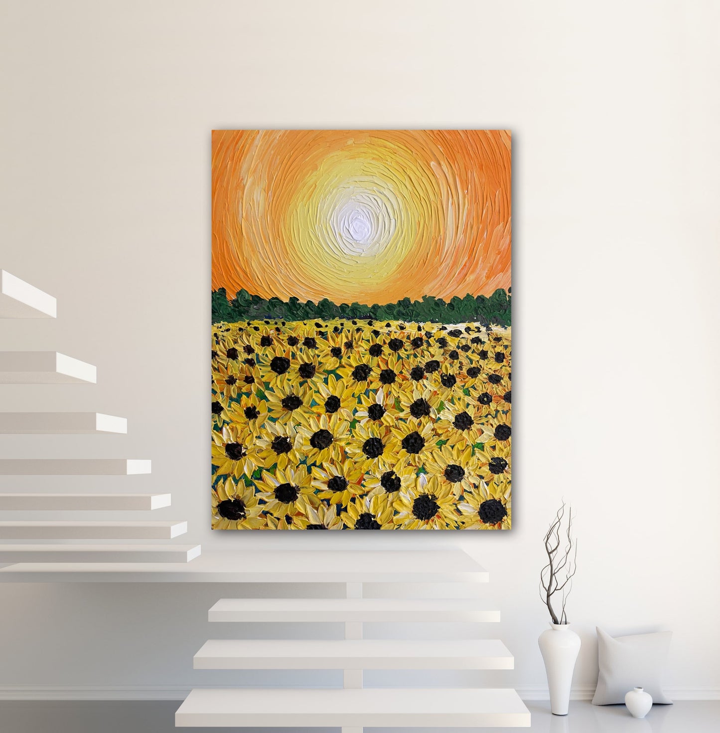 Sunflower Fields | Sunflower Painting | Abstract Art