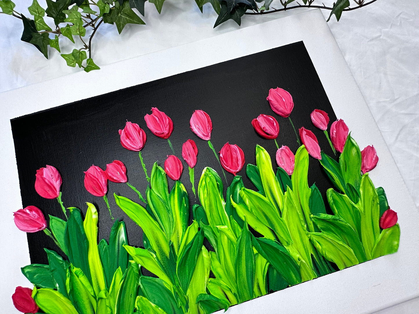 Tulip Floral TExtured Art | 3D Floral Art | Textured Flower Painting | Impasto Flowers