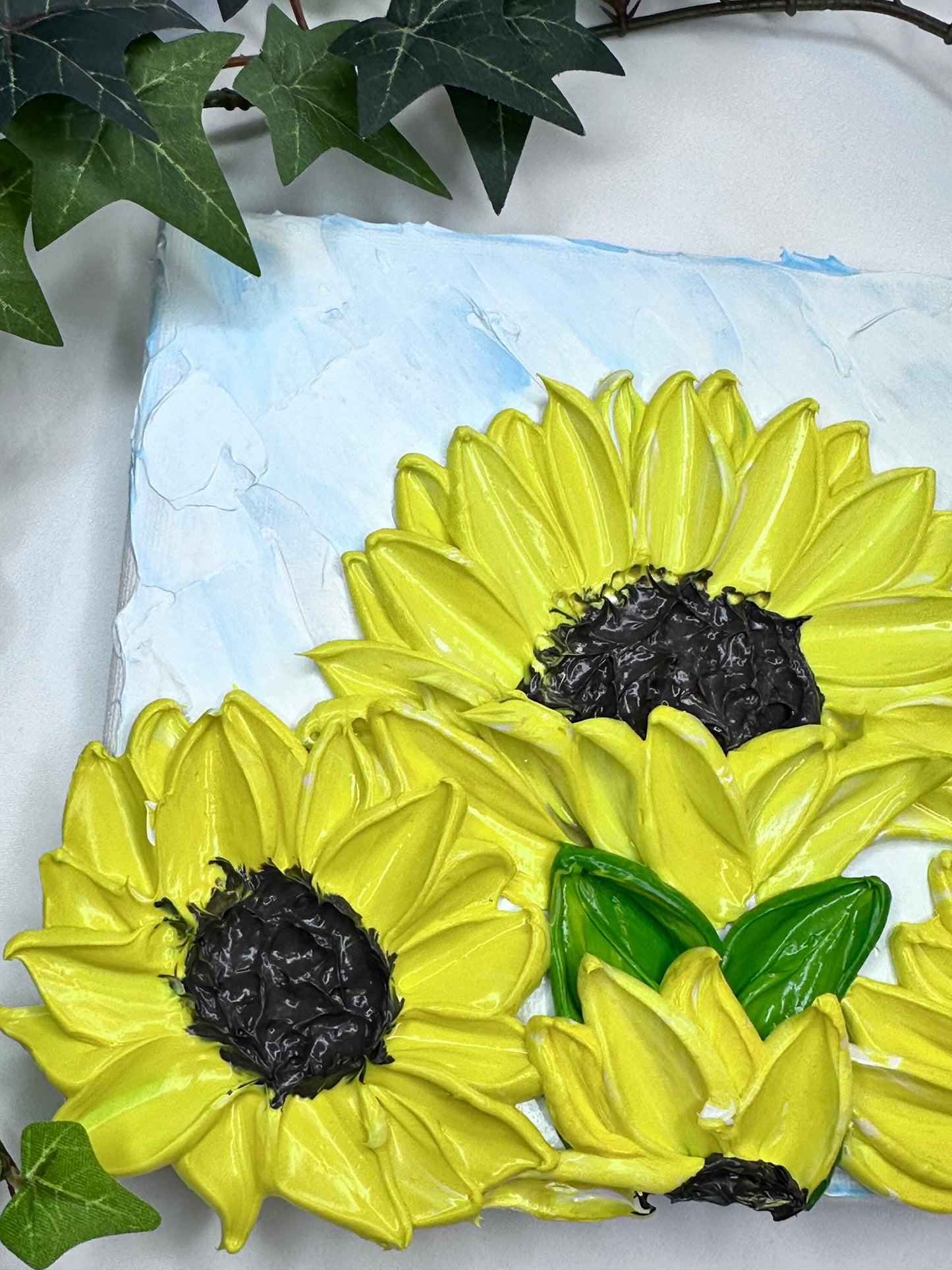 Sunflower Painting Original | Floral Texture Art | Impasto sunflower
