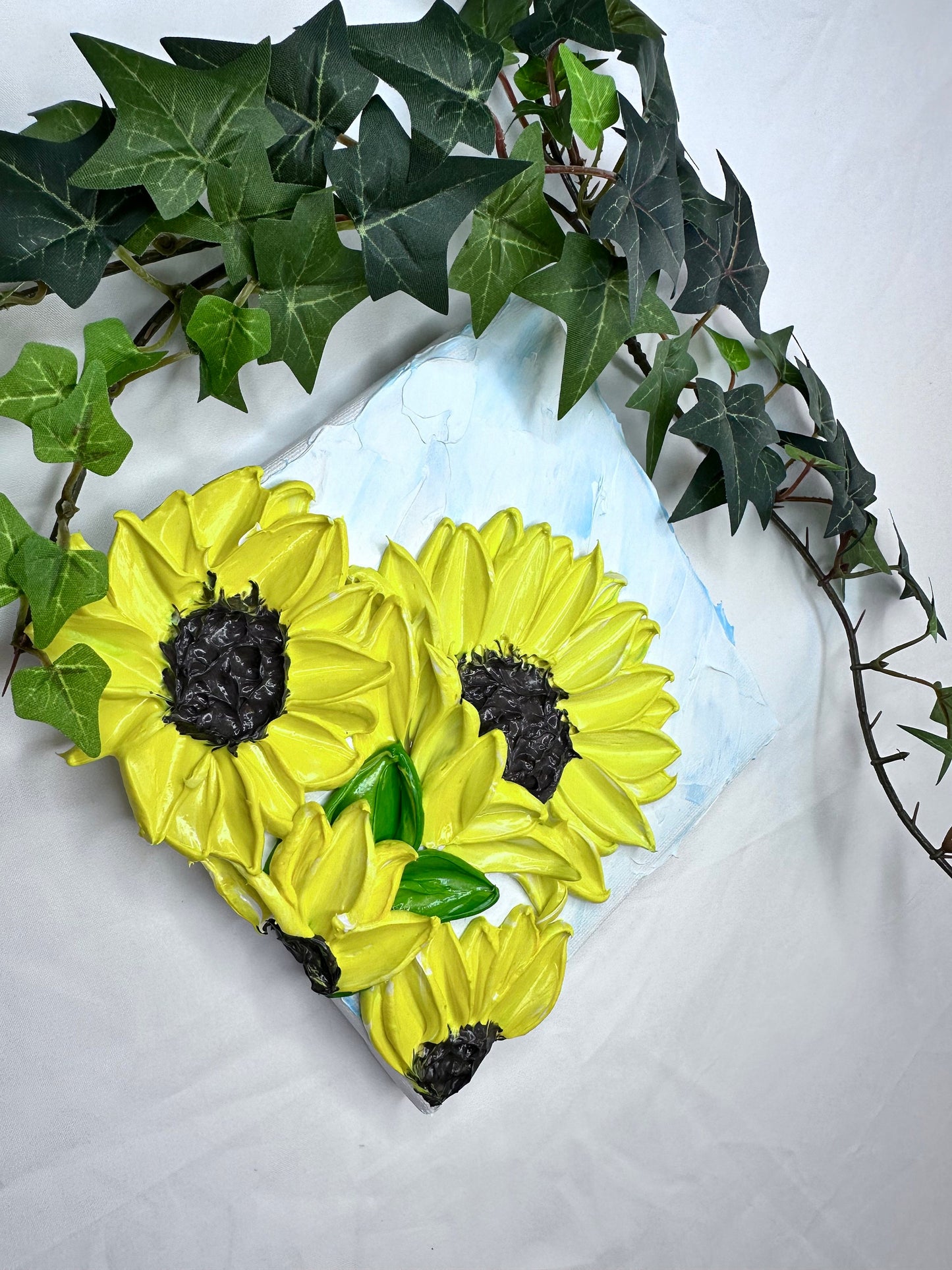 Sunflower Painting Original | Floral Texture Art | Impasto sunflower