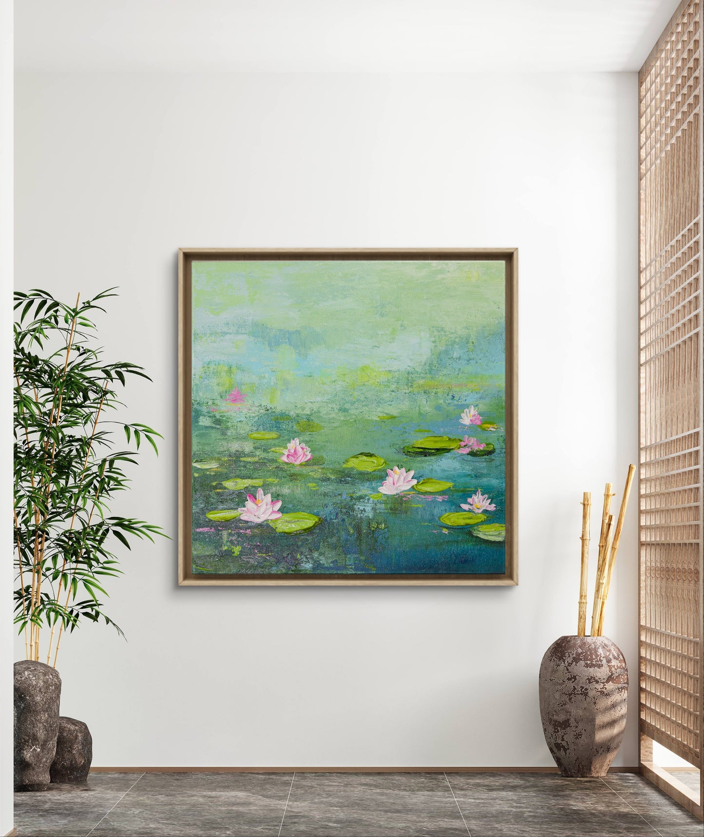 Calm Reflection | Lily pond Painting | Monet Inspired  Water Lily