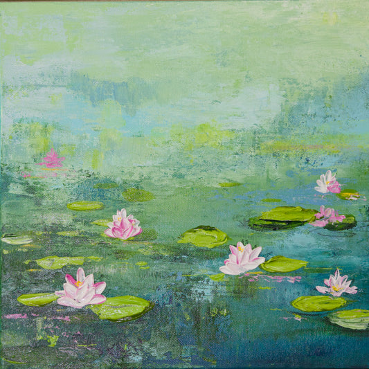 Calm Reflection | Lily pond Painting | Monet Inspired  Water Lily