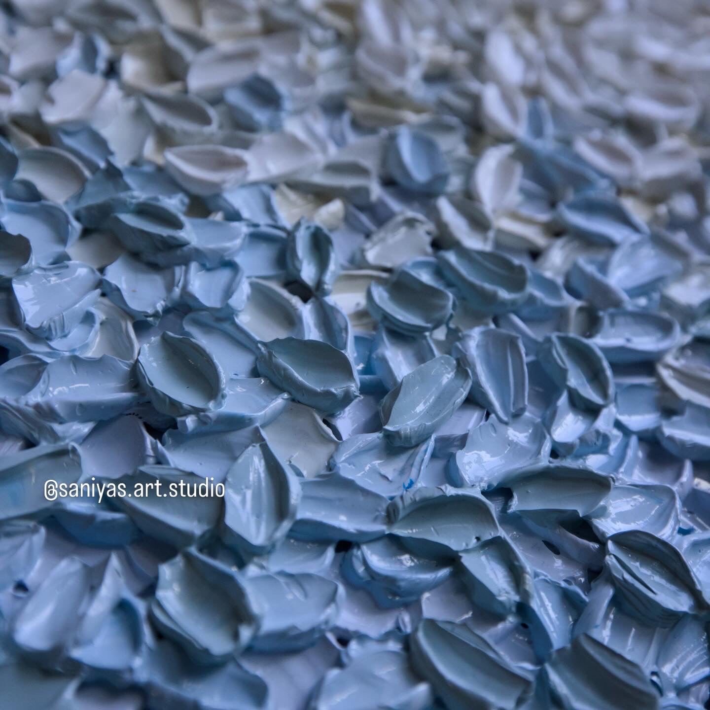 Held by Horizons - Light Blue Textured Mountain Painting (13x13) | Original Impasto Wall Art