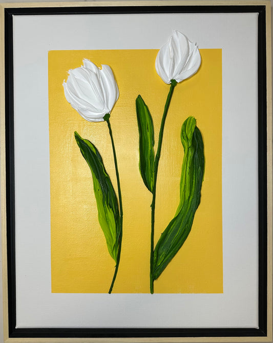 Still Blooming – Simple Textured Tulip Art on Canvas