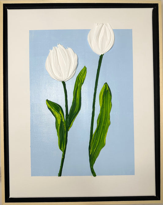 Still Blooming – Simple Textured Tulip Art on Canvas