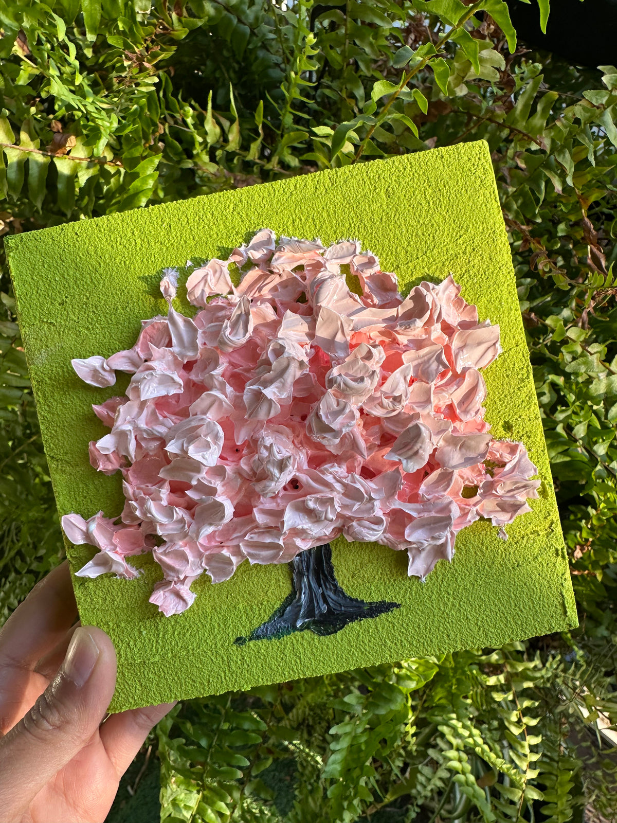 Affordable Mini Textured Art | Original Small Paintings for Home Décor | Pink Tree