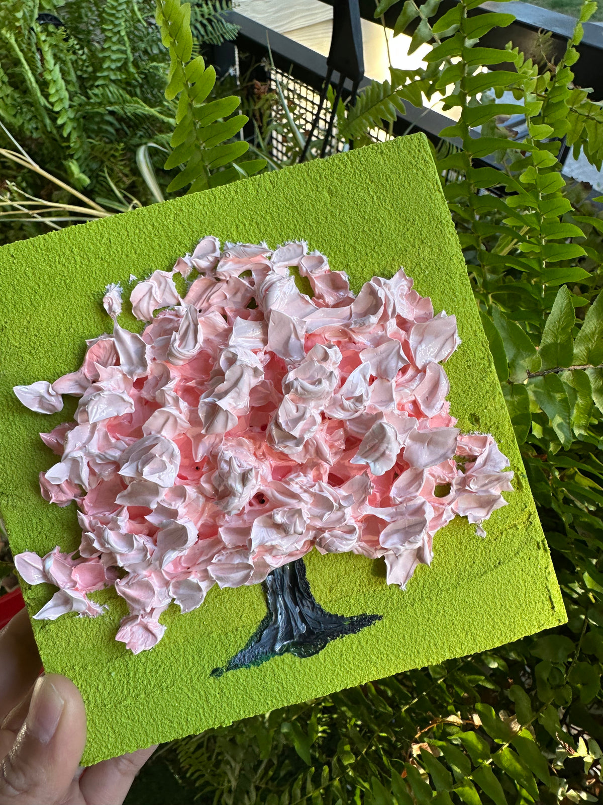 Affordable Mini Textured Art | Original Small Paintings for Home Décor | Pink Tree