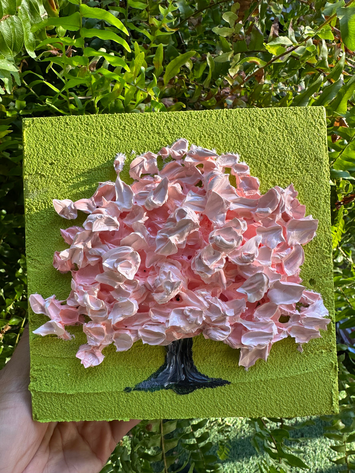 Affordable Mini Textured Art | Original Small Paintings for Home Décor | Pink Tree