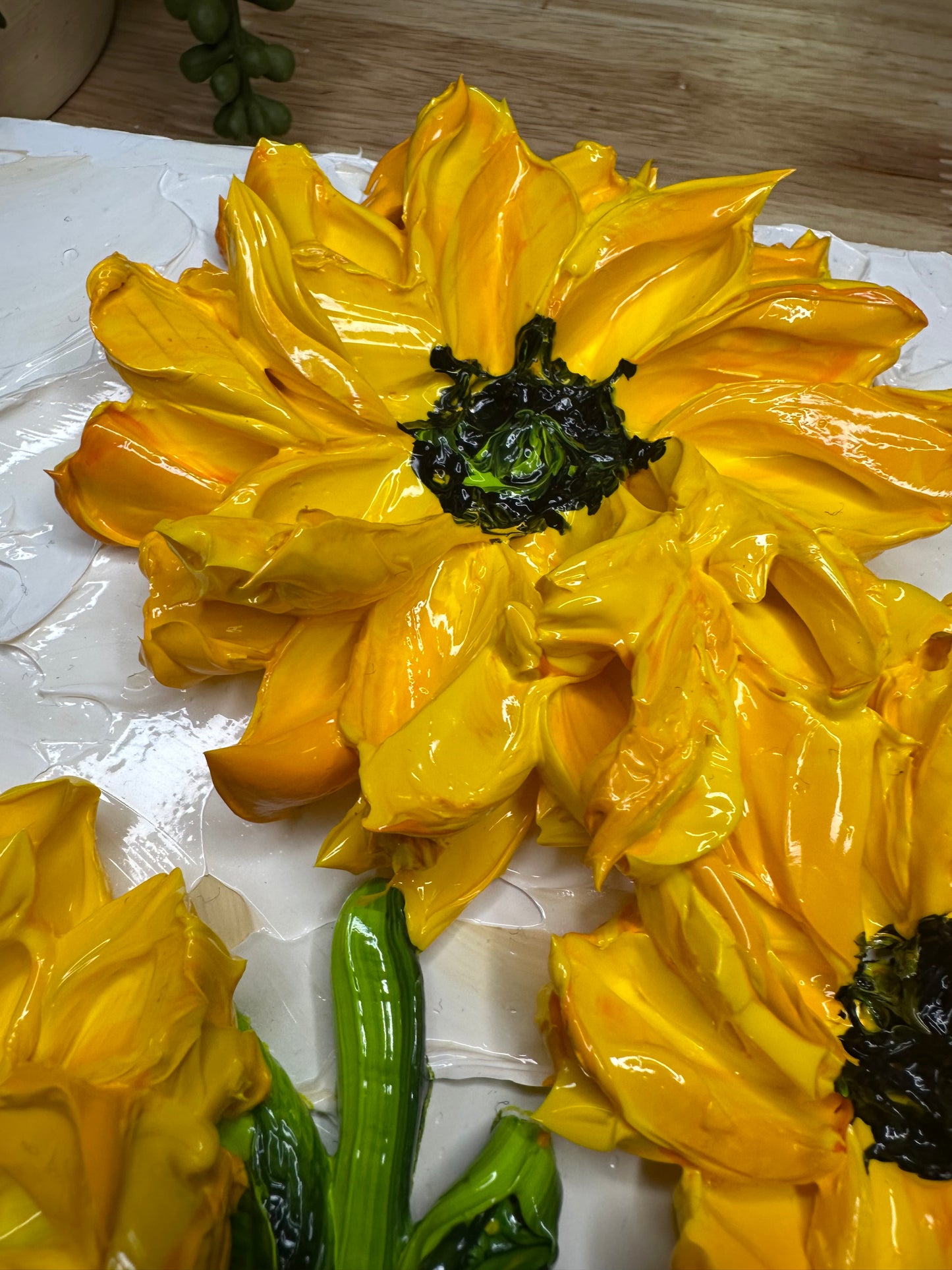 6x6 Sunflower Texture Art on Wood — Super Thick Impasto Mini Painting (Original)
