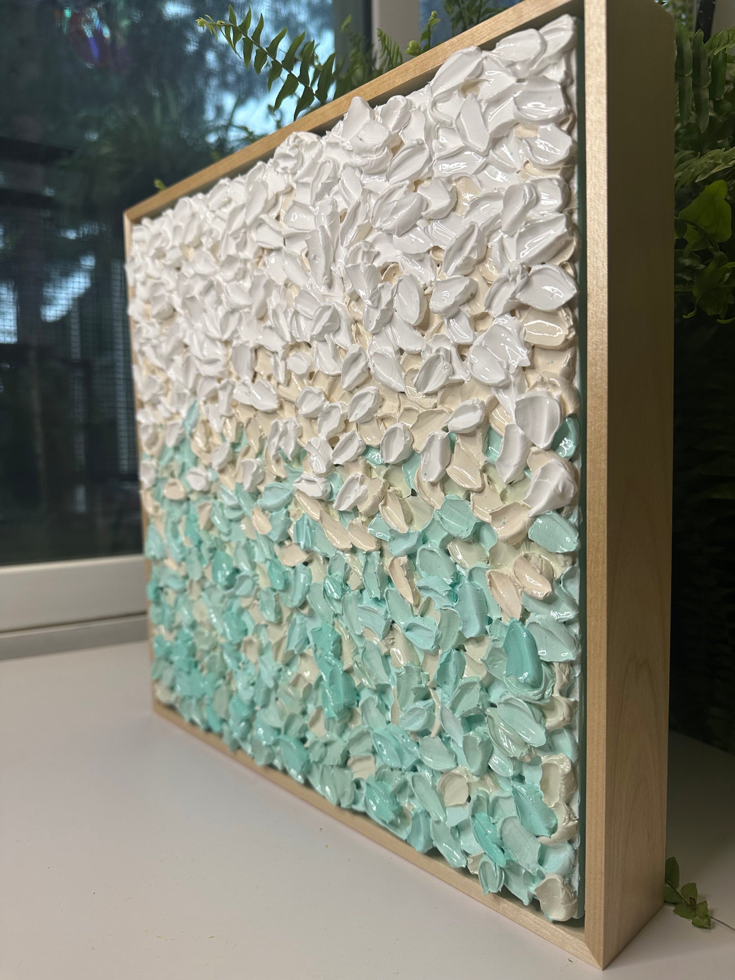 Peace, Finally – Original Turquoise & Cream Textured Abstract Art