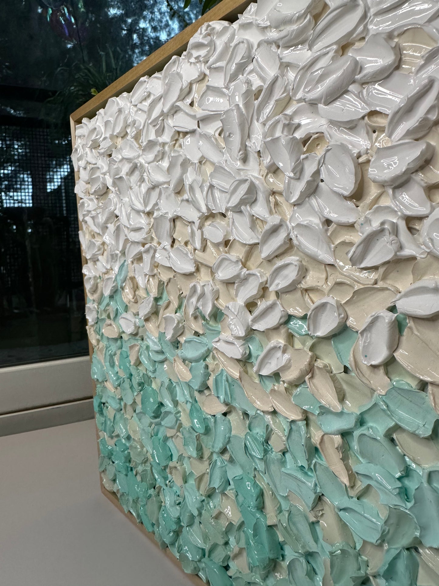 Peace, Finally – Original Turquoise & Cream Textured Abstract Art