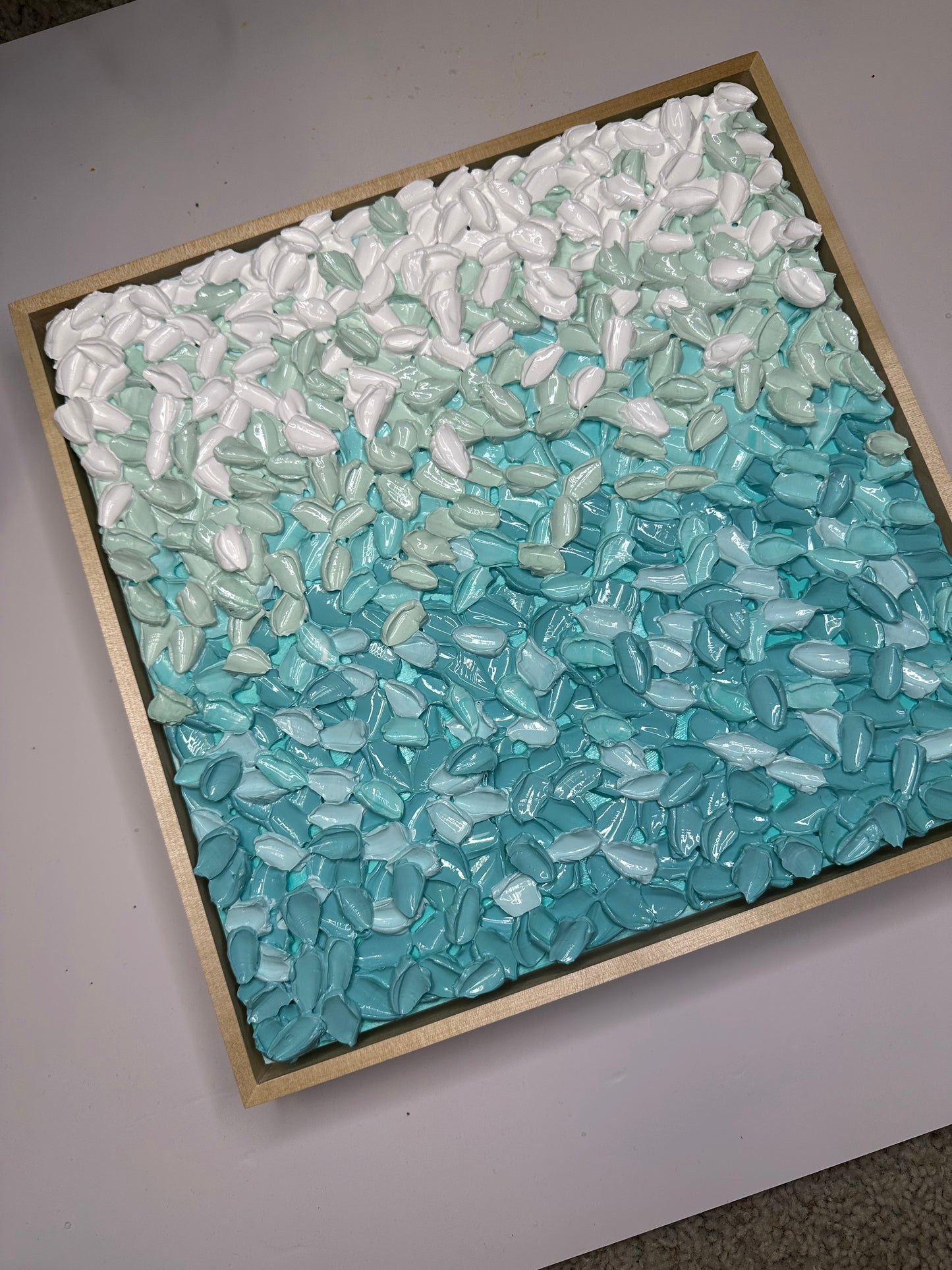 The Calm That Stayed – Original Turquoise Textured Abstract Art