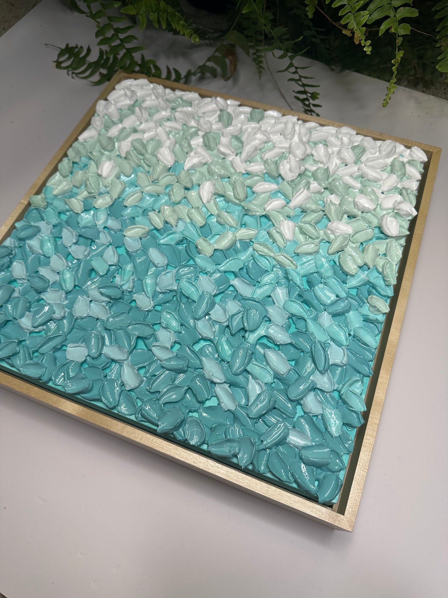 The Calm That Stayed – Original Turquoise Textured Abstract Art