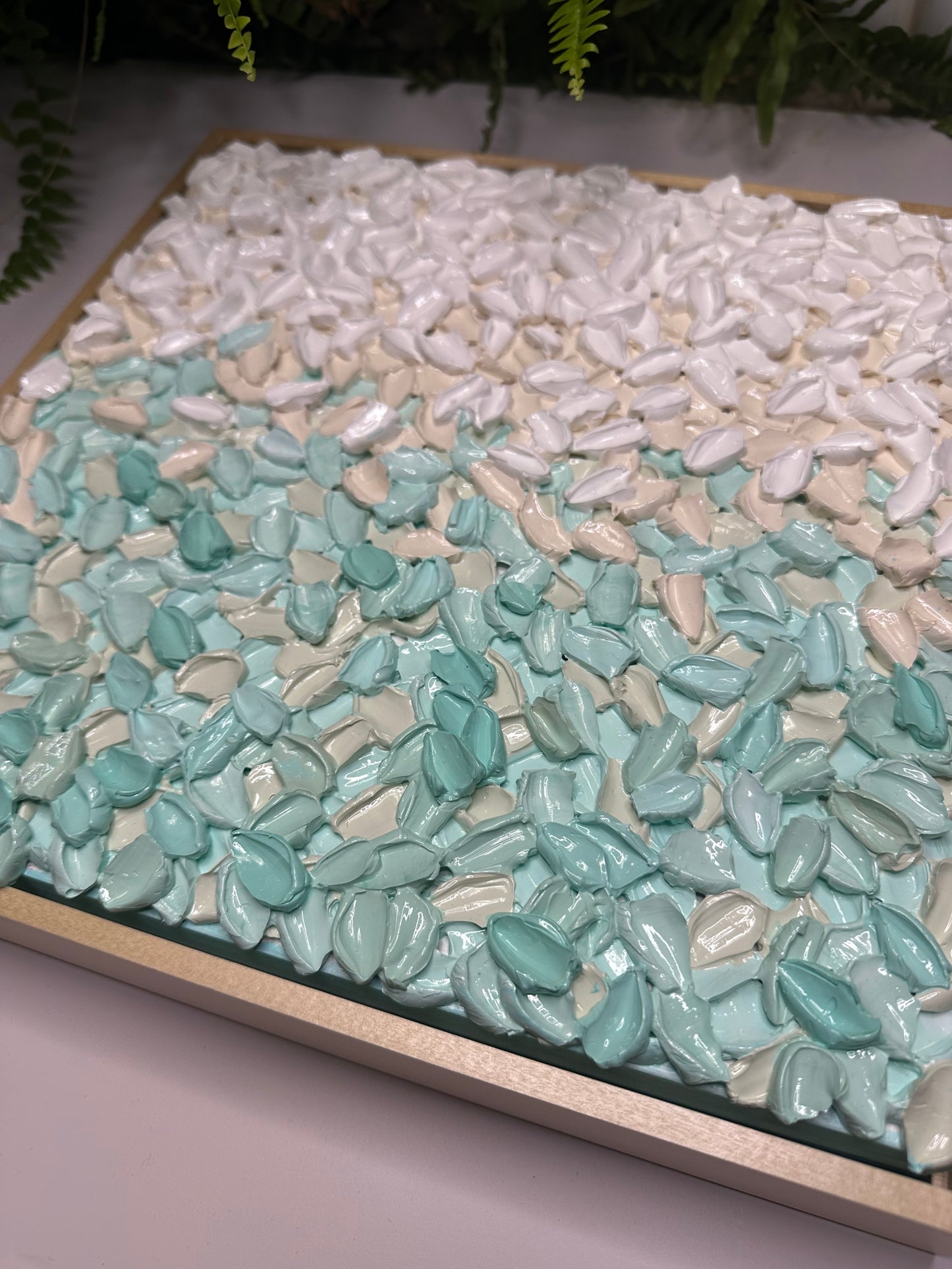 Peace, Finally – Original Turquoise & Cream Textured Abstract Art