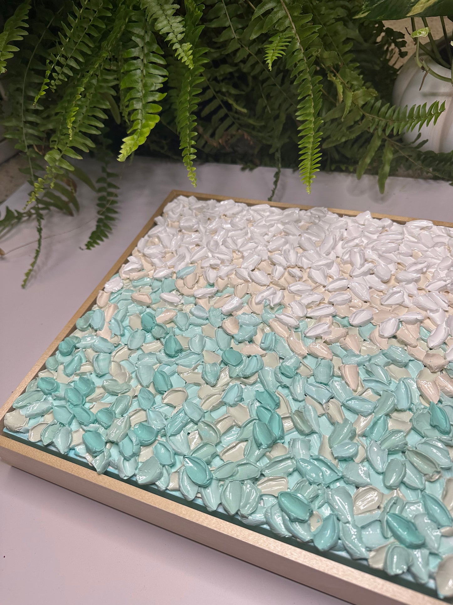 Peace, Finally – Original Turquoise & Cream Textured Abstract Art