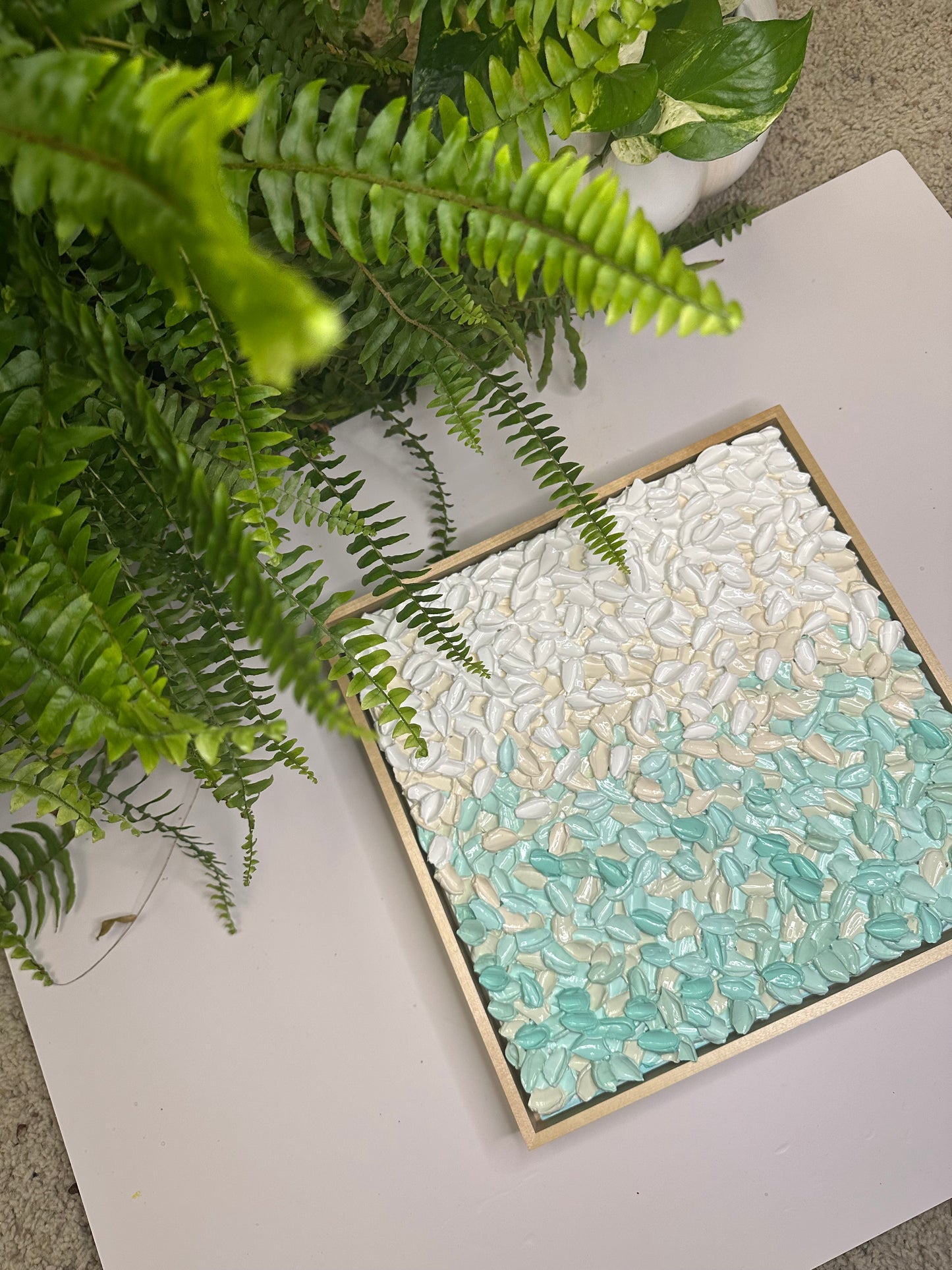 Peace, Finally – Original Turquoise & Cream Textured Abstract Art