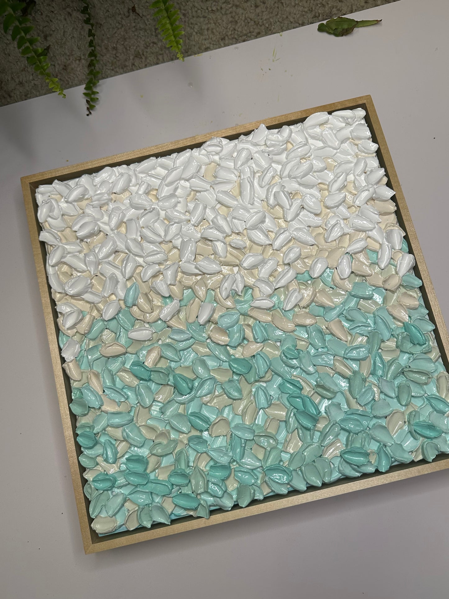 Peace, Finally – Original Turquoise & Cream Textured Abstract Art