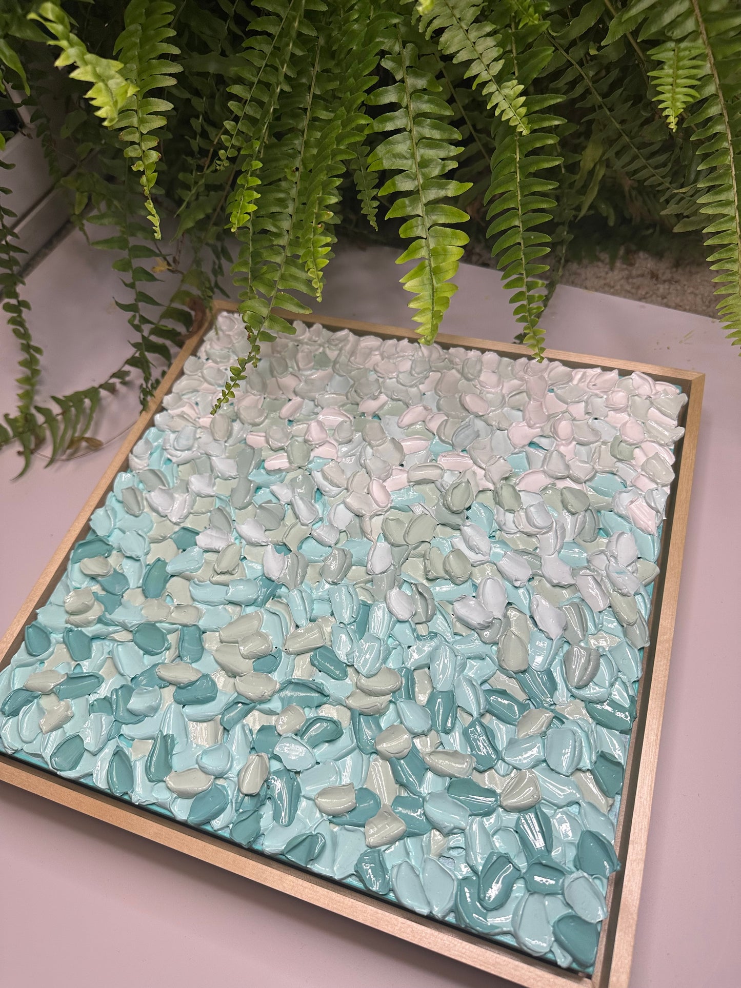 I Didn’t Feel Rushed – Original Turquoise & Cream Textured Abstract Art