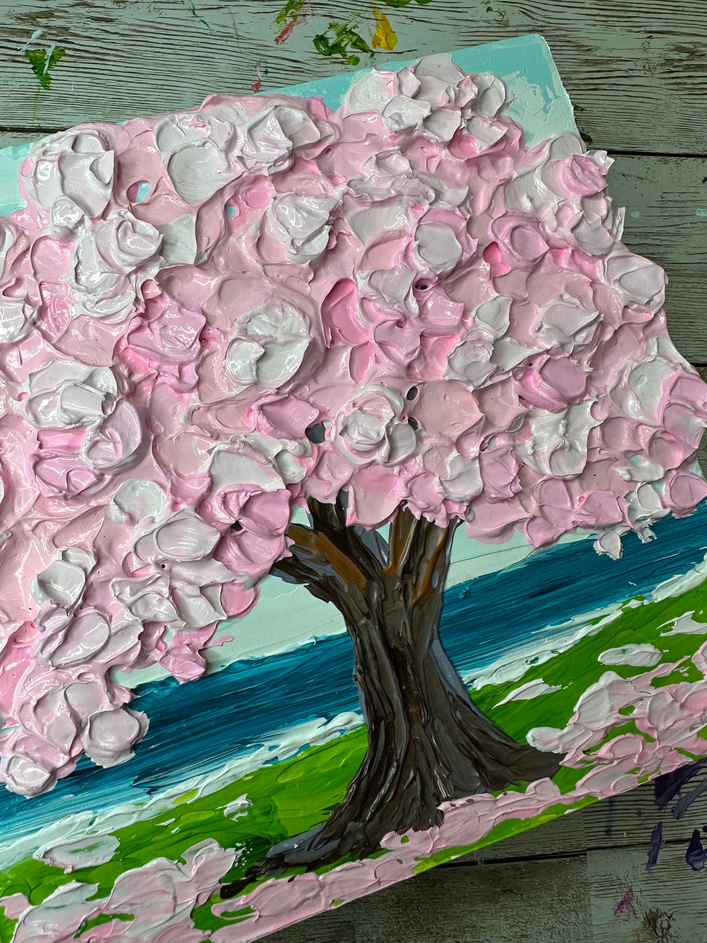 Small Pink Tree Painting on Wood – Perfect 6x6 Giftable Art