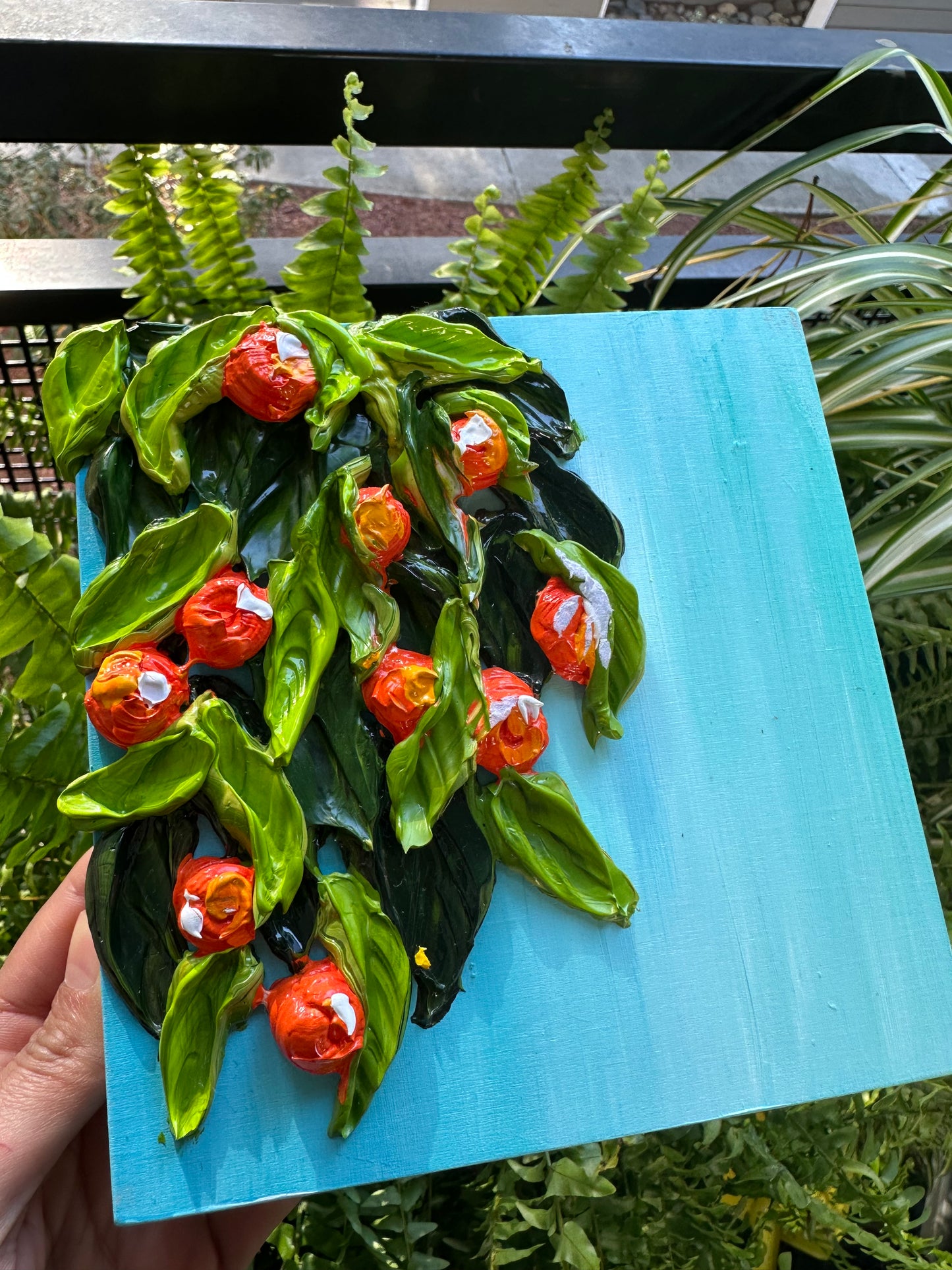 Textured Orange Tree Painting – Original Thick Texture Fruit Art