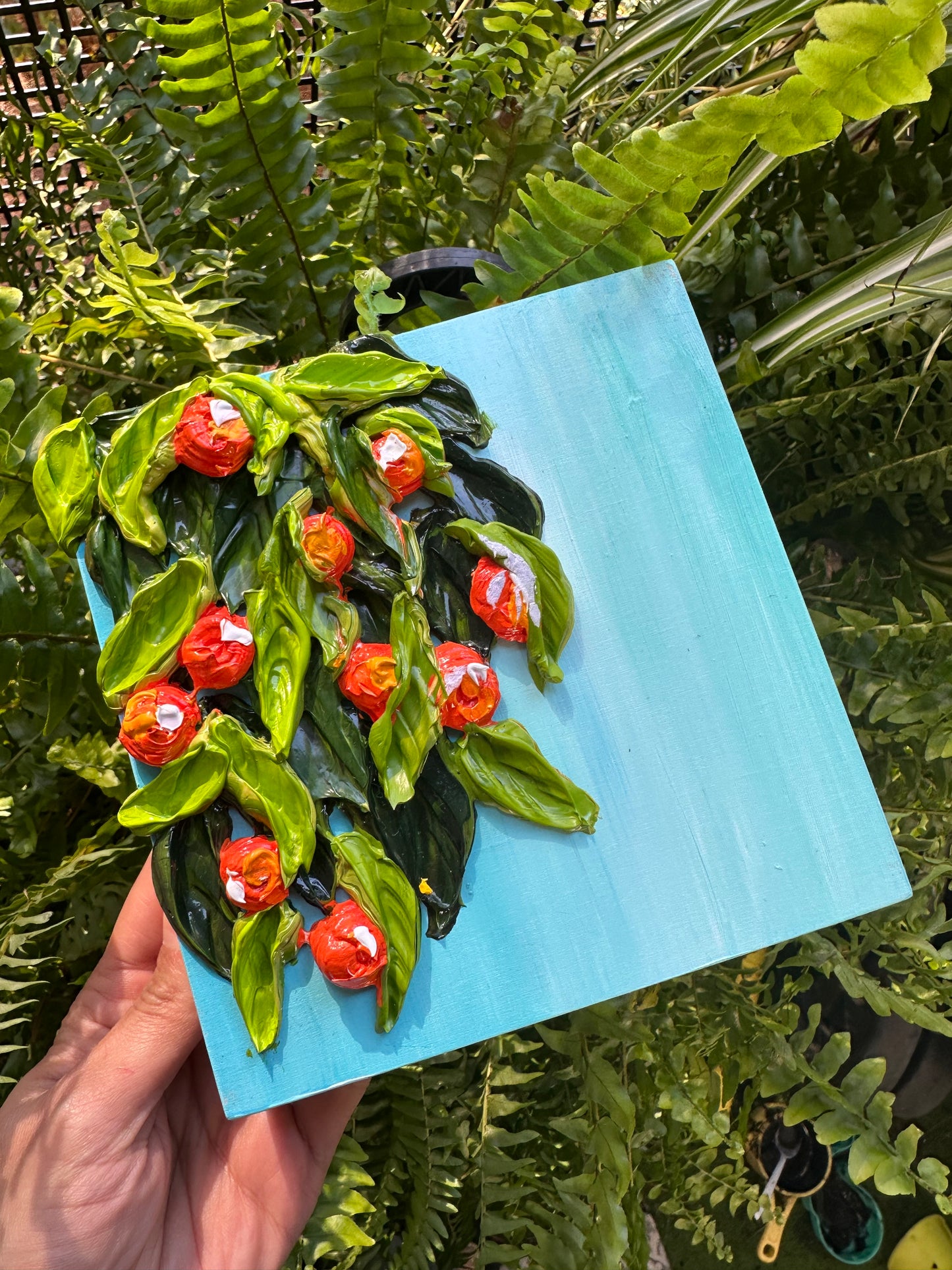 Textured Orange Tree Painting – Original Thick Texture Fruit Art