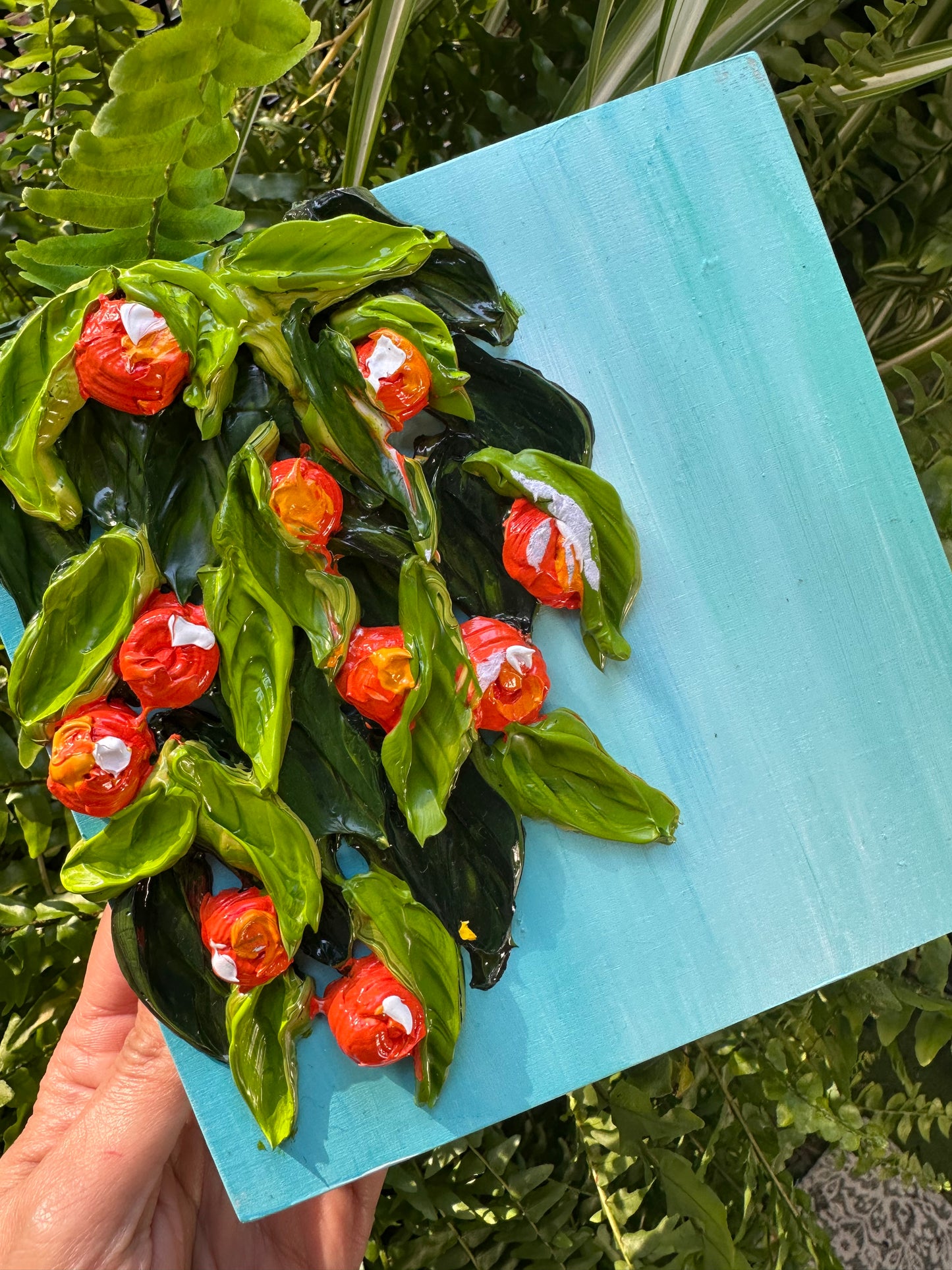 Textured Orange Tree Painting – Original Thick Texture Fruit Art