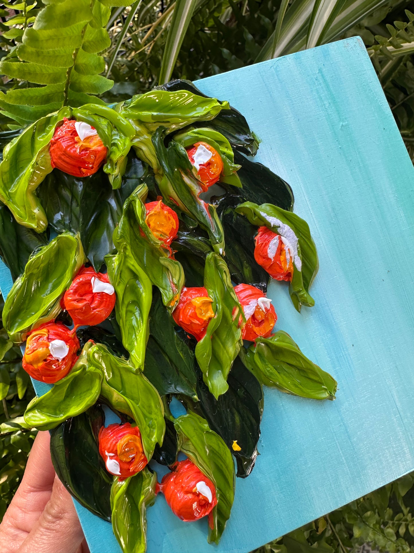 Mini Orange Tree Texture Painting – Original Citrus Wall Art