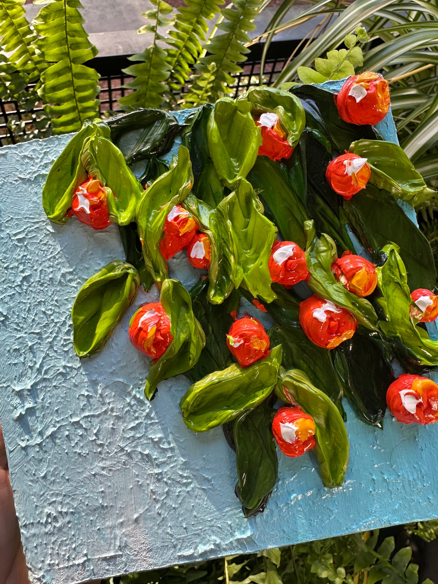 Mini Orange Tree Texture Painting – Original Citrus Wall Art