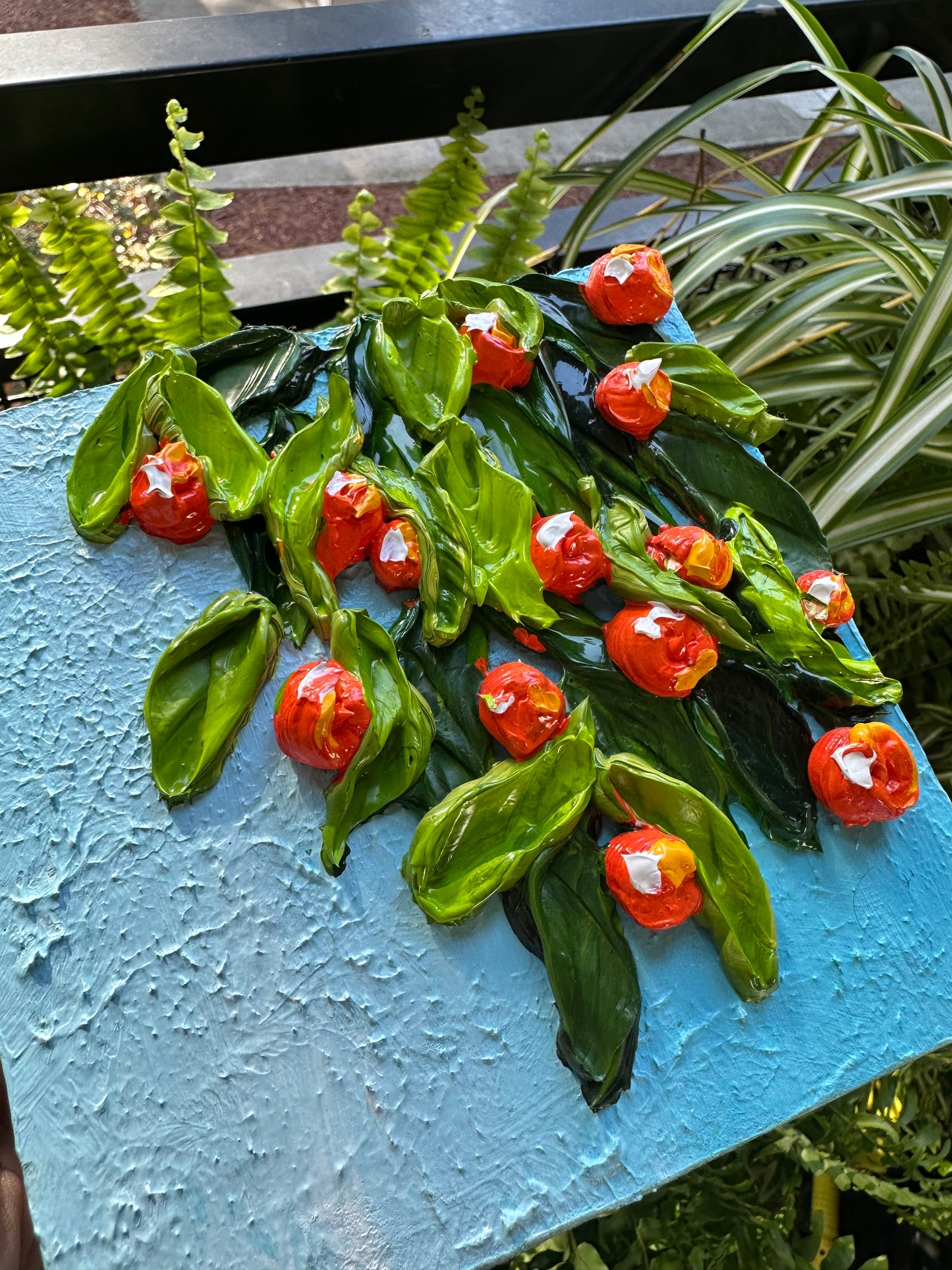 Mini Orange Tree Texture Painting – Original Citrus Wall Art