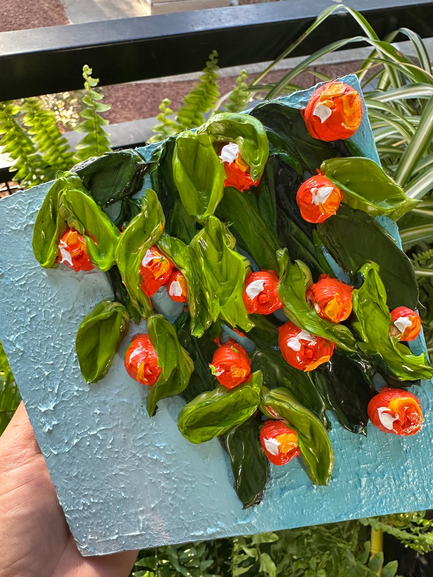 Mini Orange Tree Texture Painting – Original Citrus Wall Art