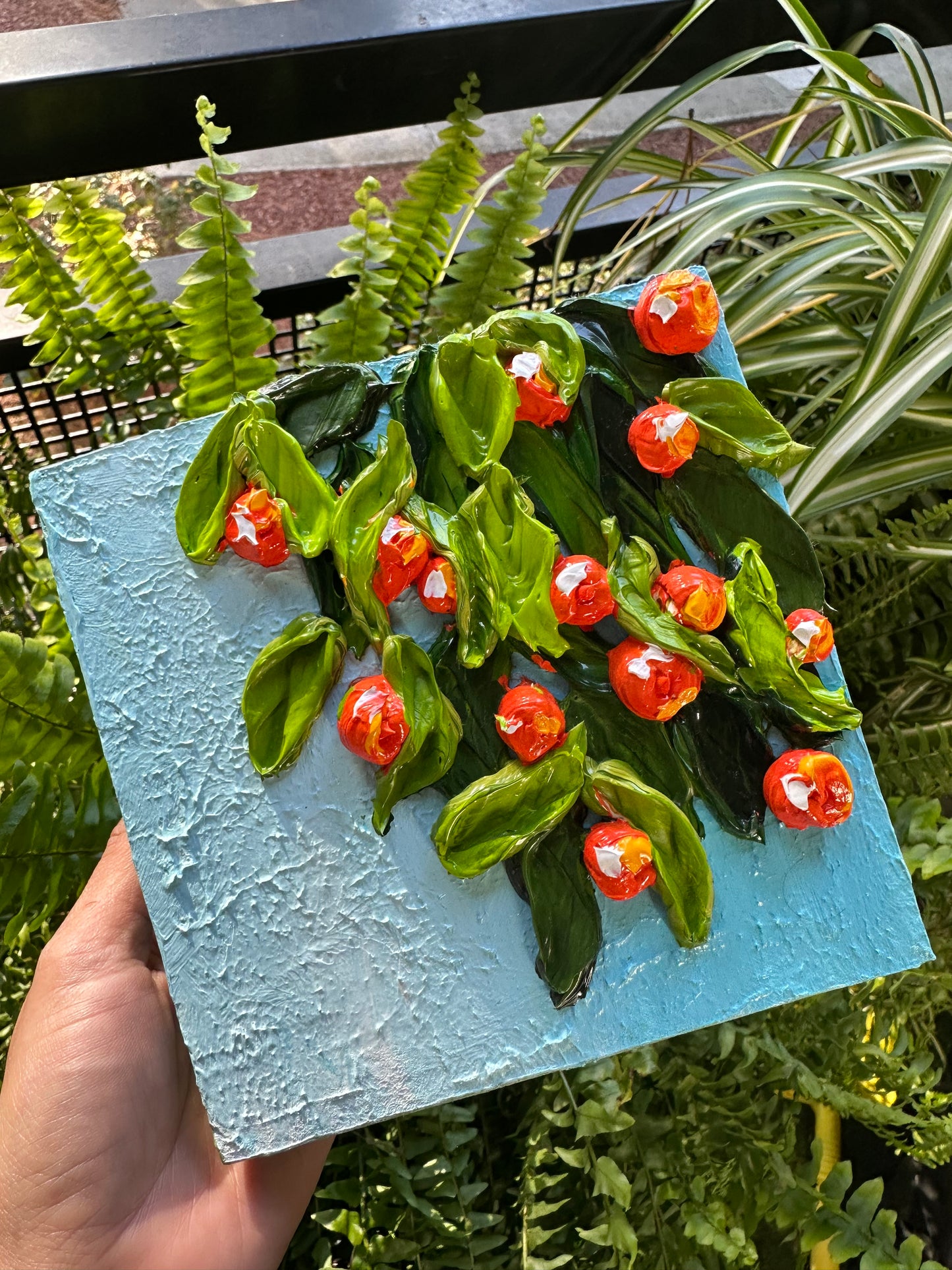 Mini Orange Tree Texture Painting – Original Citrus Wall Art