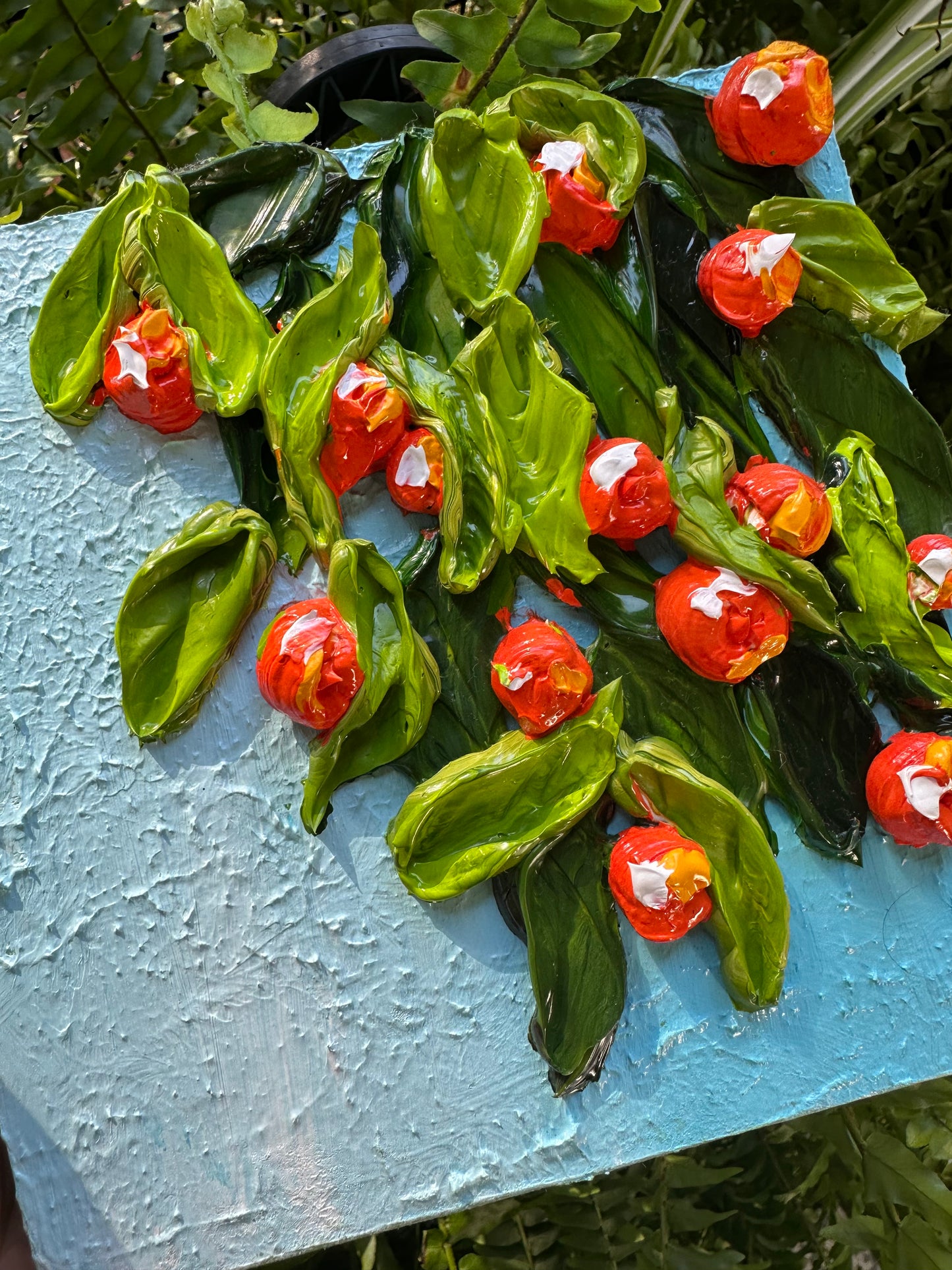 Mini Orange Tree Texture Painting – Original Citrus Wall Art