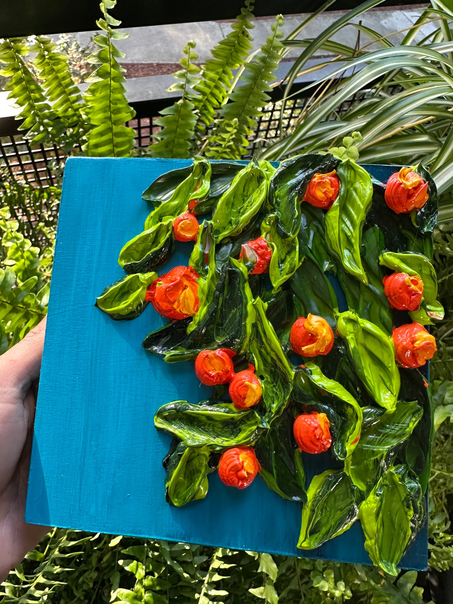 Orange Tree Texture Painting – Original Thick Texture Citrus Art