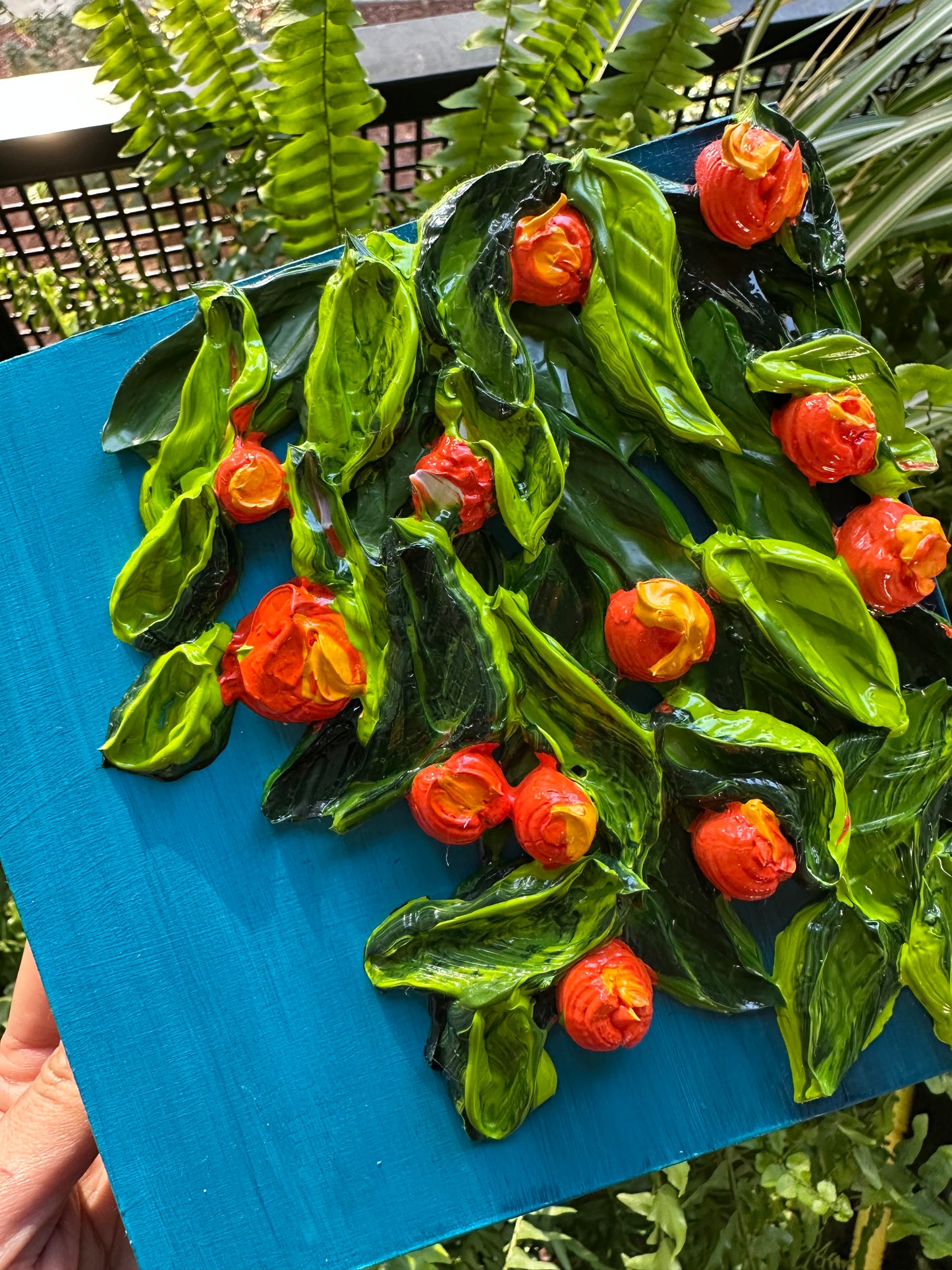 Orange Tree Texture Painting – Original Thick Texture Citrus Art