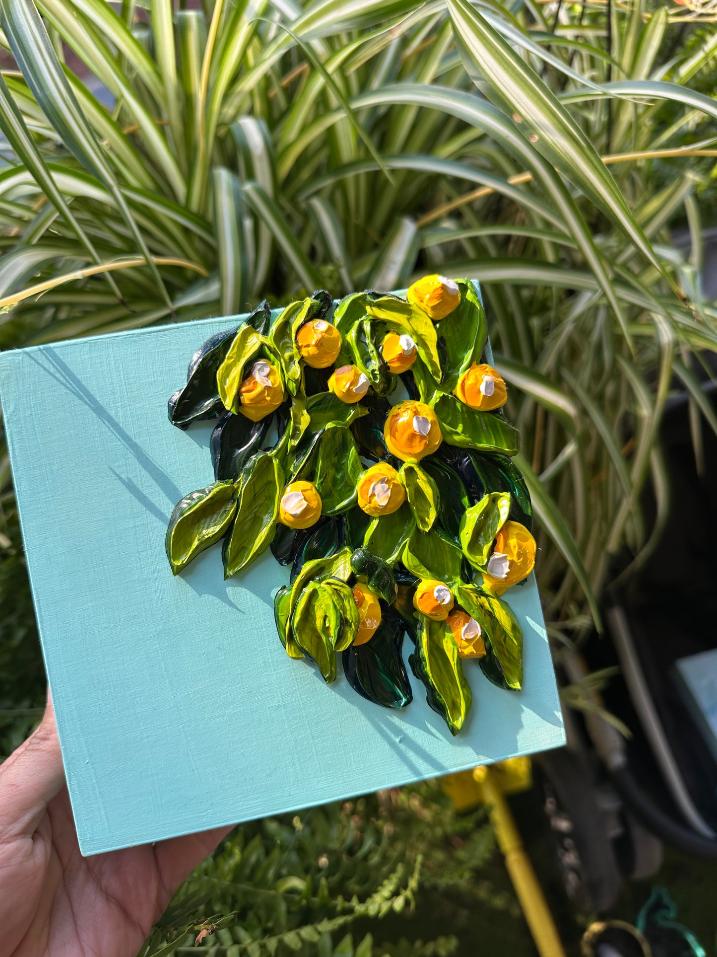 Original Lemon Texture Painting – Handcrafted Impasto Art