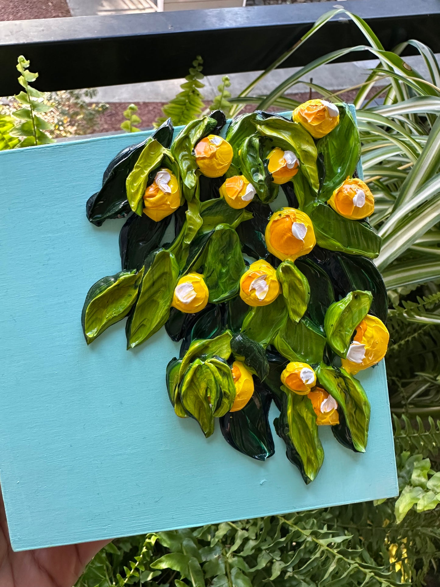 Original Lemon Texture Painting – Handcrafted Impasto Art