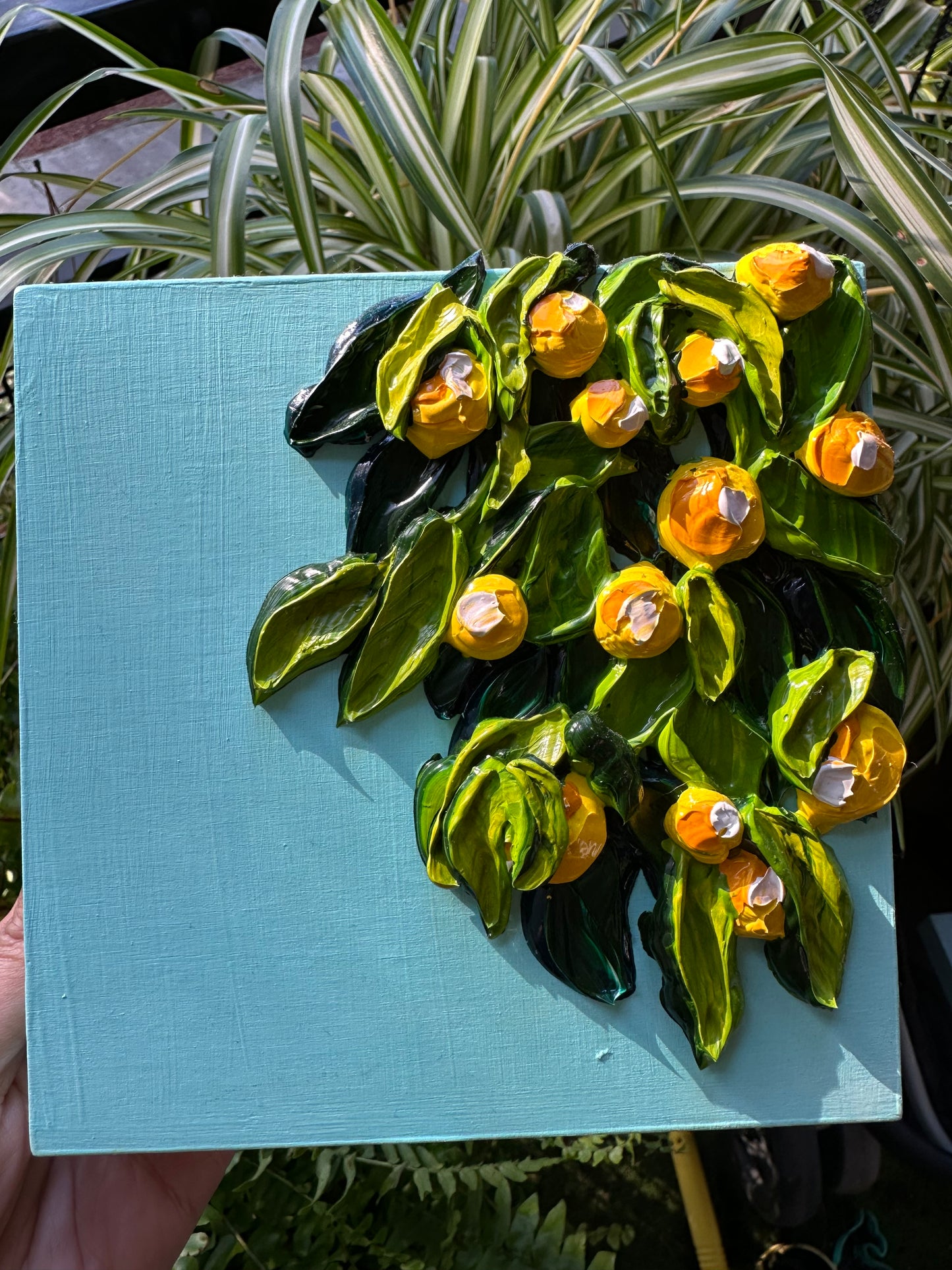 Original Lemon Texture Painting – Handcrafted Impasto Art