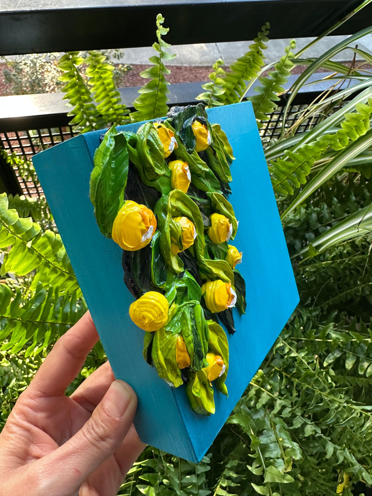 Textured Lemon Painting – Original Citrus Wall Art