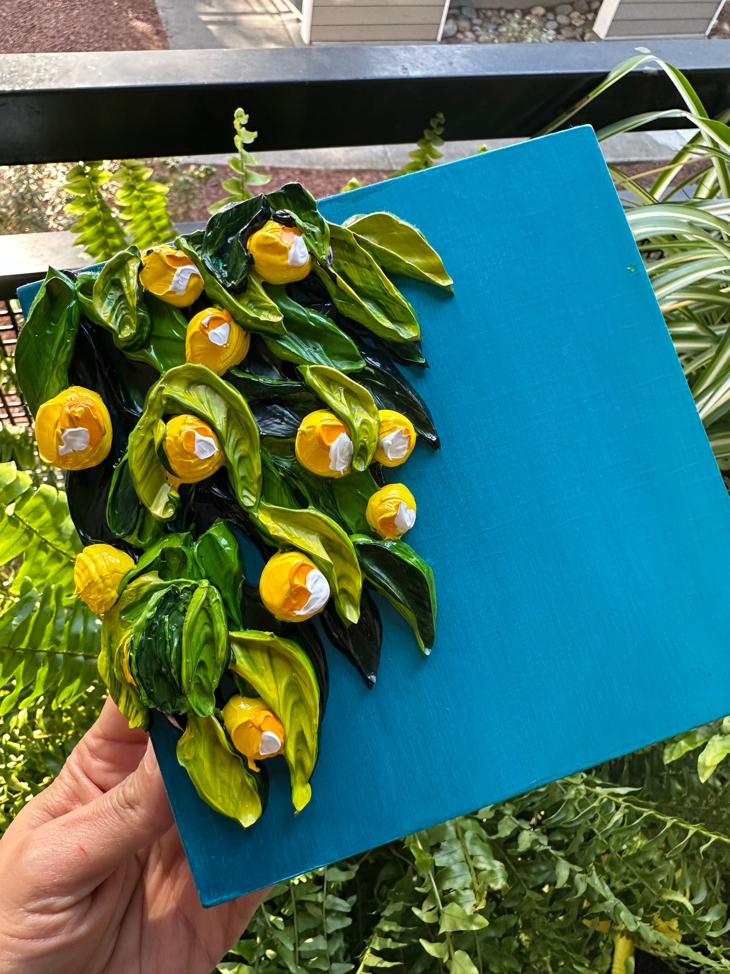 Textured Lemon Painting – Original Citrus Wall Art