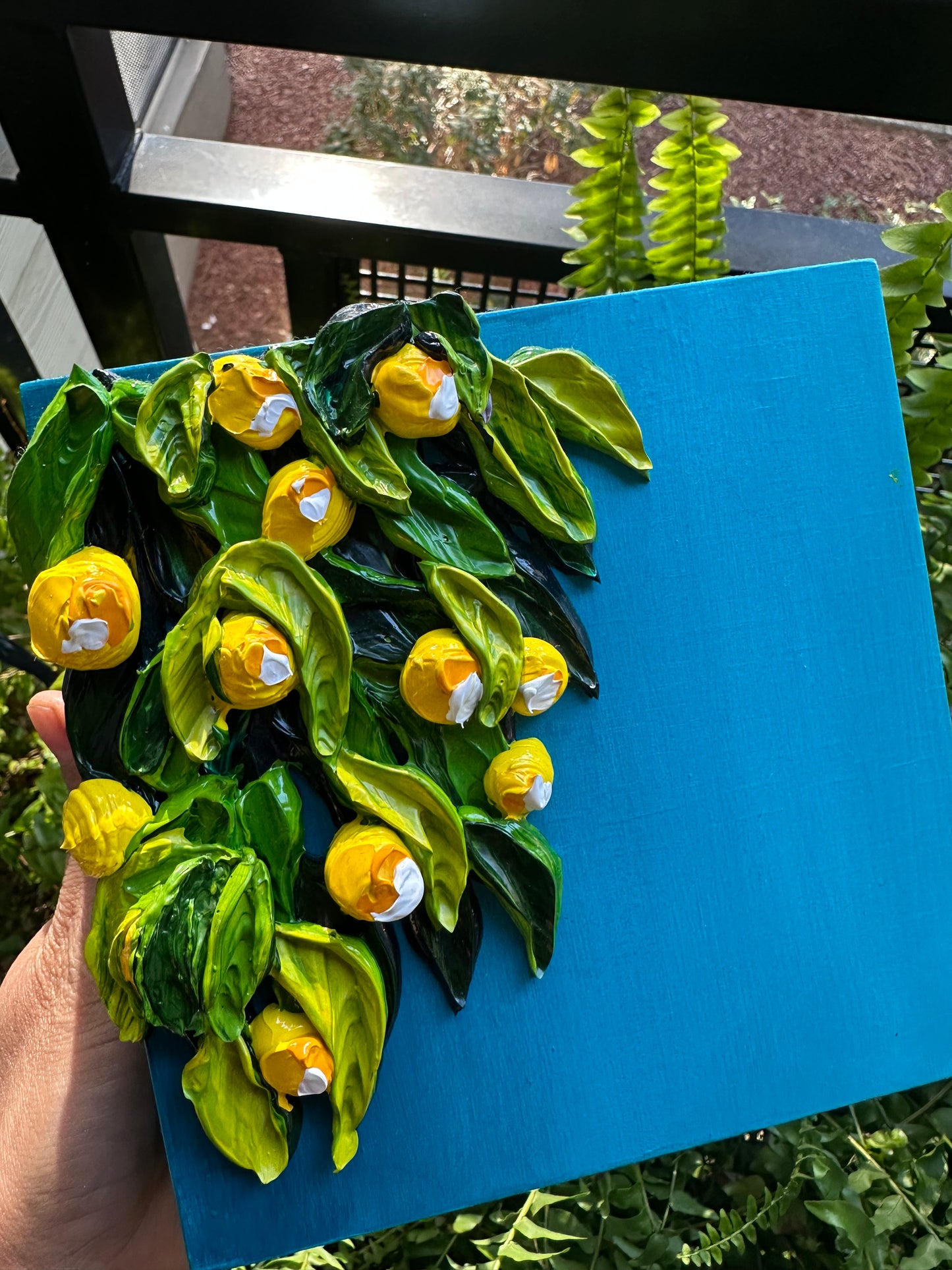 Textured Lemon Painting – Original Citrus Wall Art